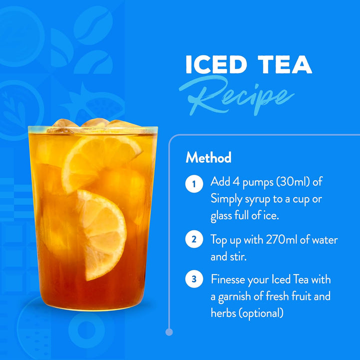 Simply Sugar Free Peach Iced Tea Syrup - Vegan, Gluten Free & Halal Certified Beverage Concentrate