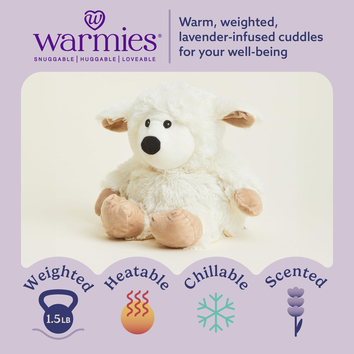 Warmies Microwavable Sheep Plush Toy - Lavender Scented | Child & Adult Comfort 2