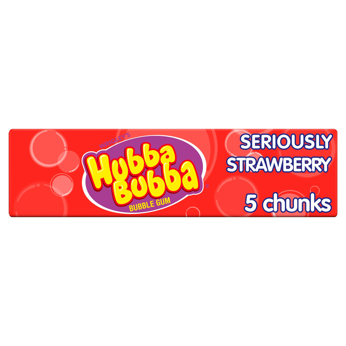 Hubba Bubba Seriously Strawberry Chewing Gum - Bulk Pack of 20, 5 Pieces Each