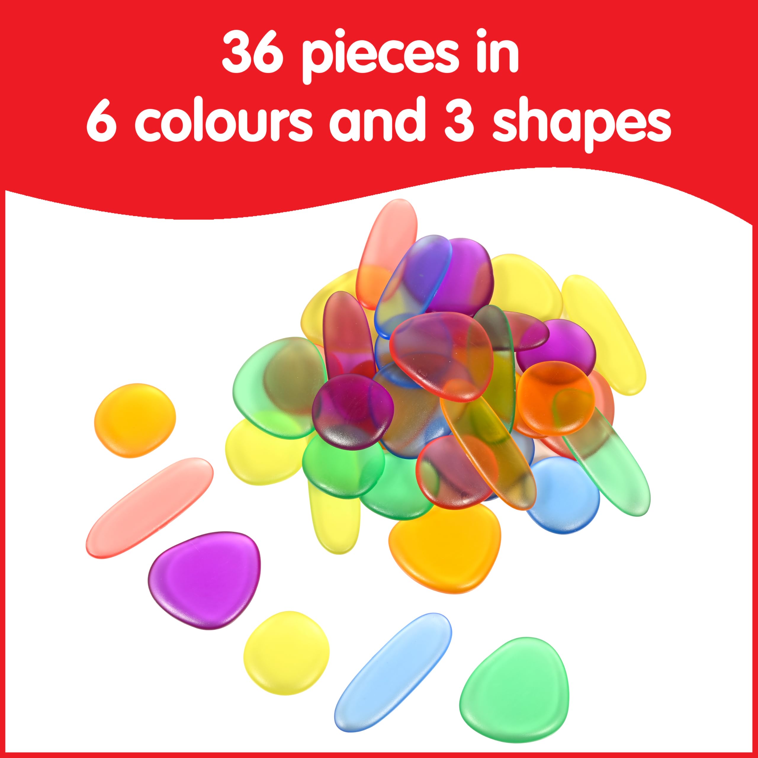 Rainbow Pebbles Junior - Transparent Educational Toy Set for Ages 18m+