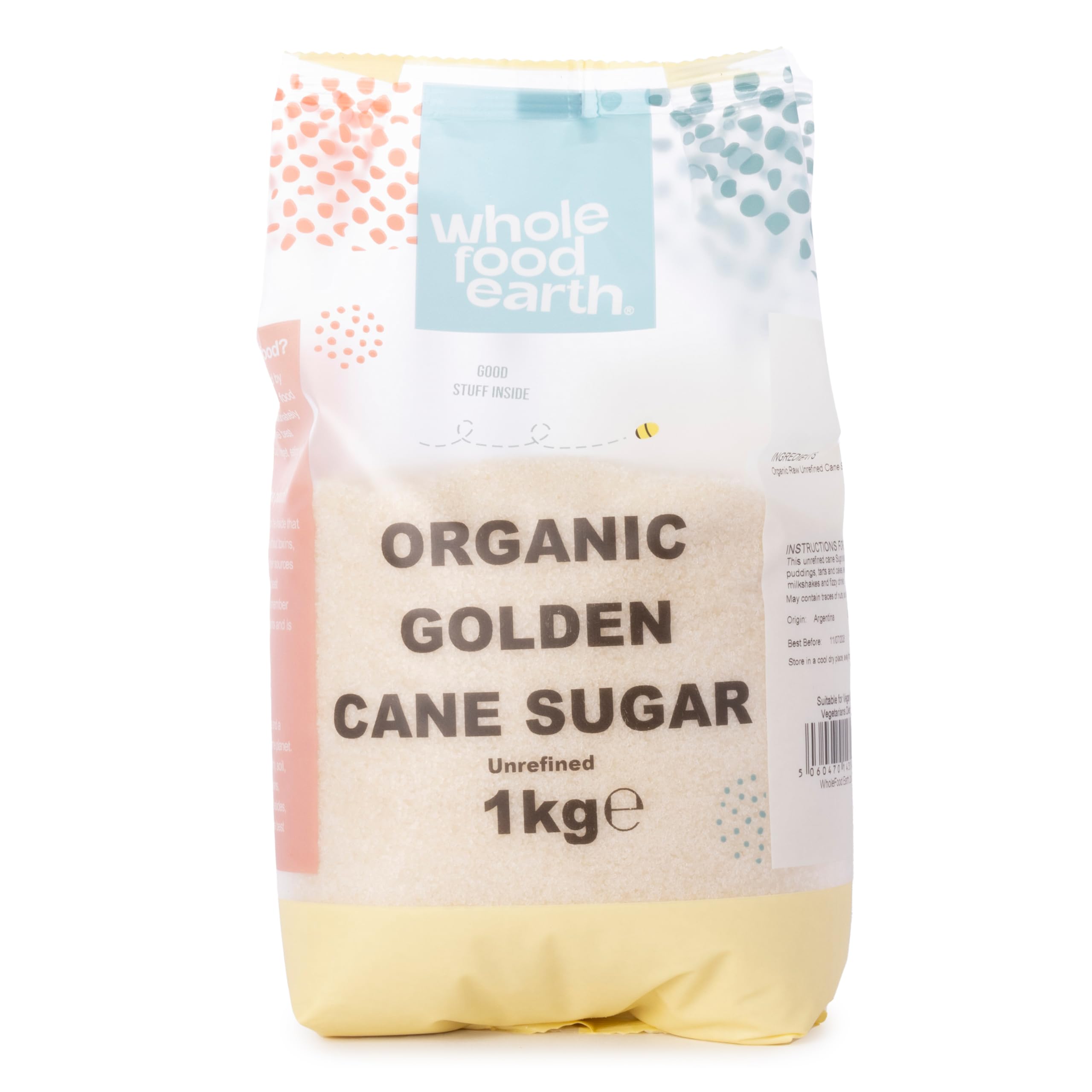 Wholefood Earth Organic Golden Cane Sugar - Unrefined Raw Sweetener | 1kg Bag 1