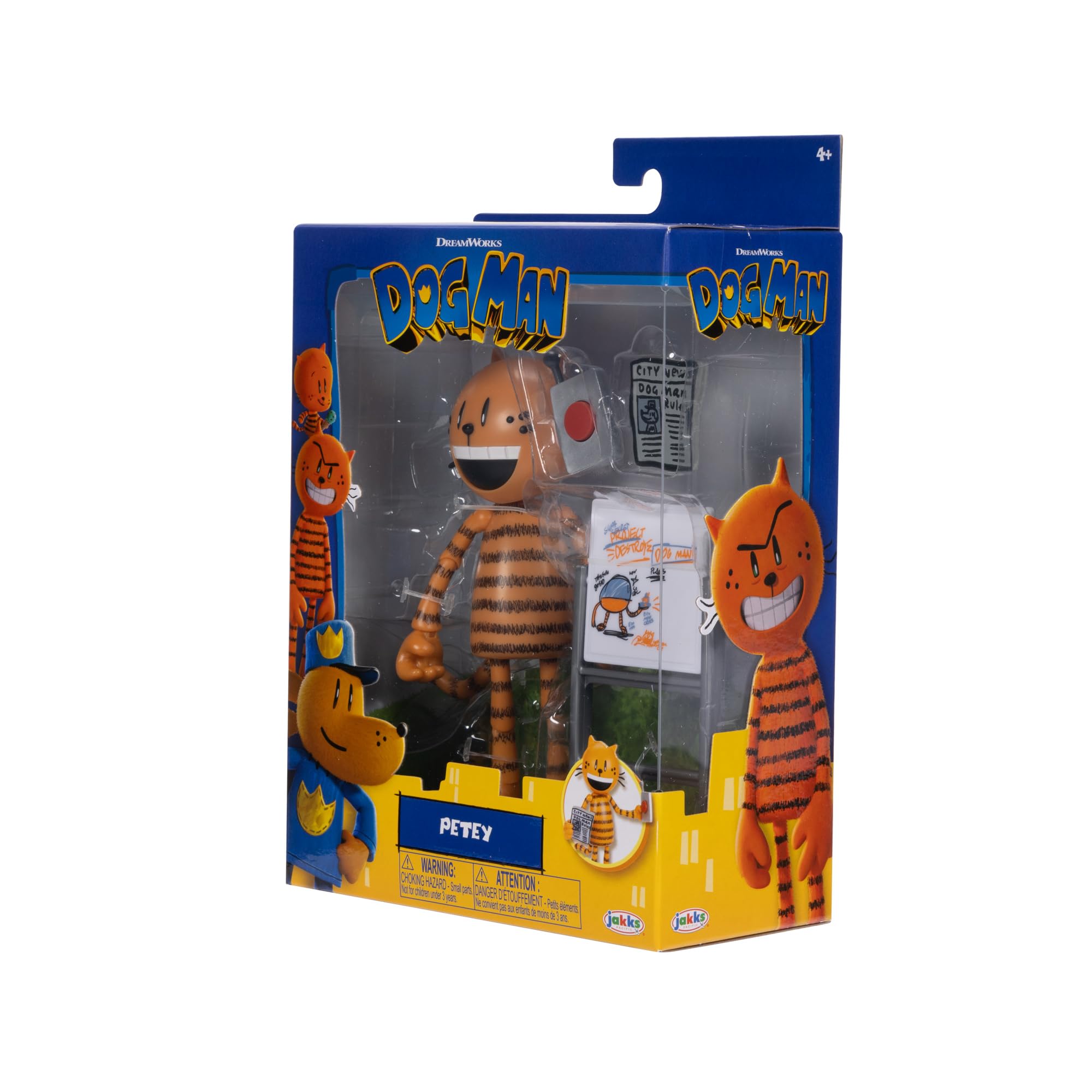 Dog Man Movie Petey 12.7cm Articulated Action Figure, Collect all the Movie Action Figures and Plush Toys by JAKKS Pacific, Based on The Dog Man Book and Dog Man Film 3