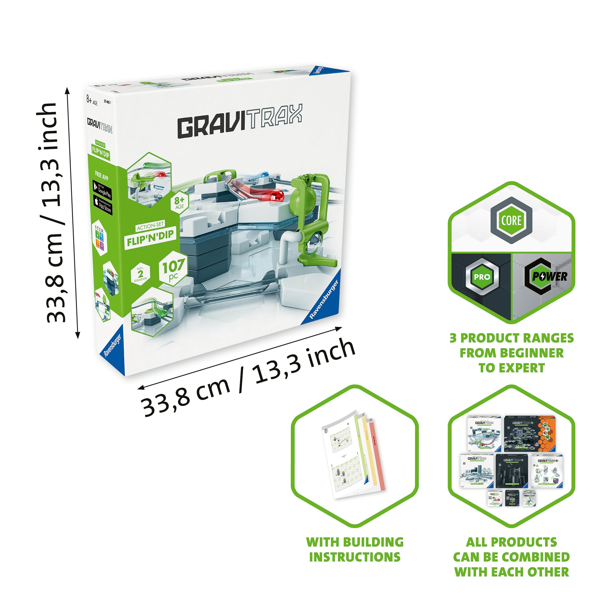 Ravensburger GraviTrax Flip n Dip Starter Set - Marble Run Construction Toy 12