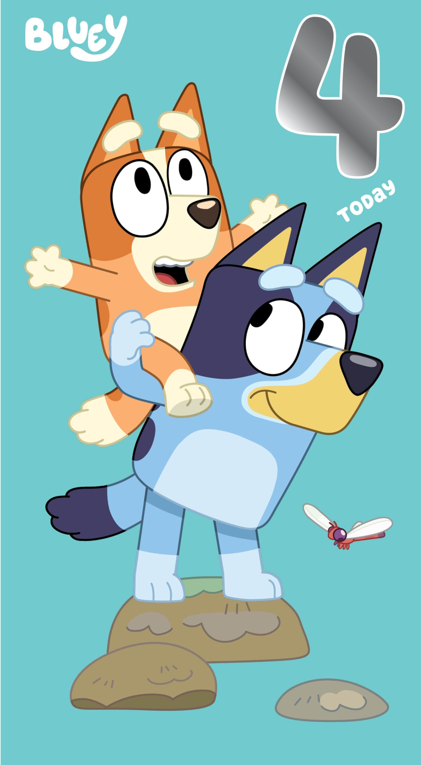 Danilo Promotions LTD Bluey Age 4 Birthday Card | 9 x 5 Inch | Unisex-Kids