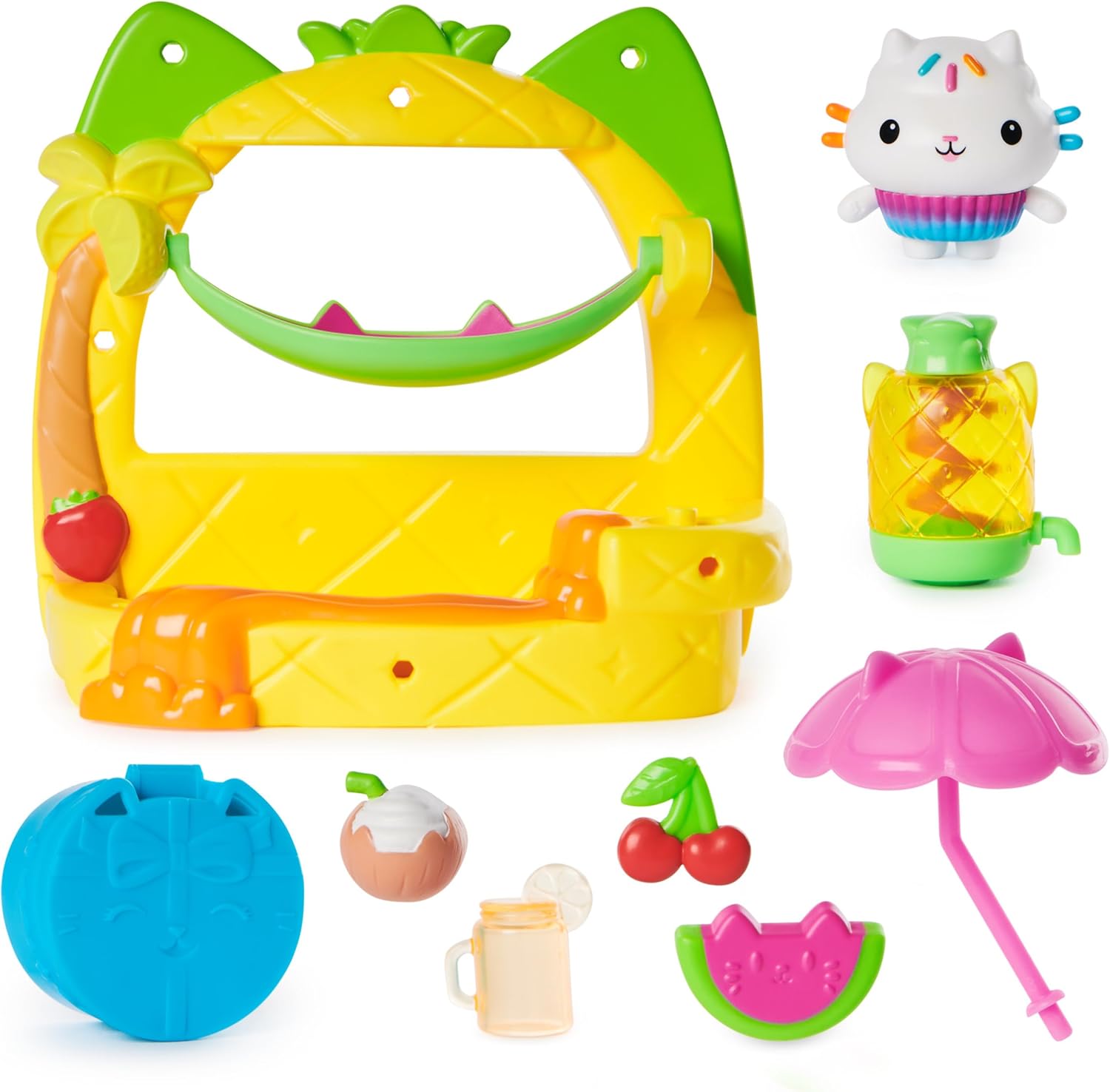 Gabby's Dollhouse Cakey’s Fruit Smoothie Balcony Playset - 8-Piece Dollhouse Toy with Cakey Cat Figure 1