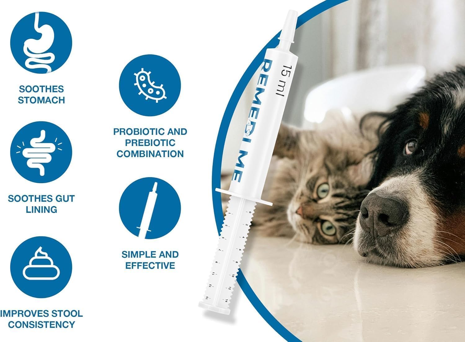 Remedime Probiotic & Prebiotic Paste for Dogs & Cats - Soothes Gut Lining & Firms Stool | 30ML 4