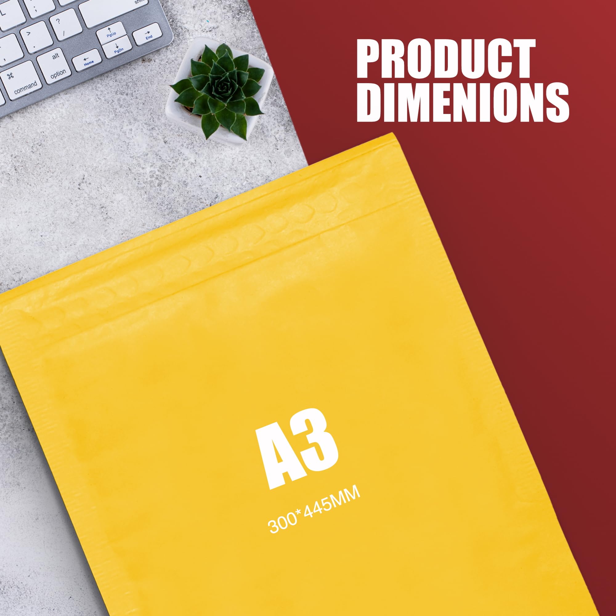 Merrimen Padded Envelope Mailers - A3 Size, 10 Pack Gold | Lightweight Protective Shipping