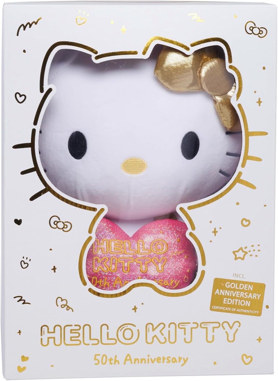 Hello Kitty 50th Anniversary Plush Figure - Golden Edition Collectible for Ages 3+