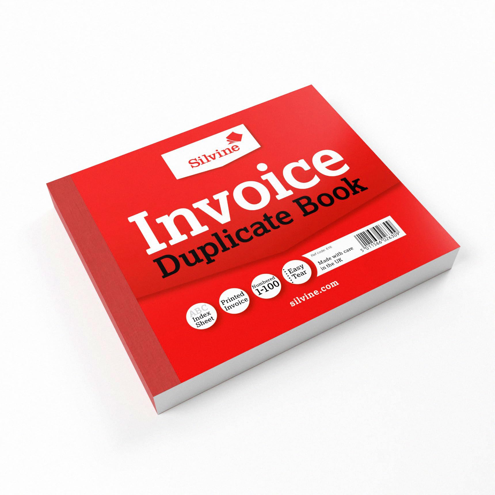 Silvine Duplicate Invoice Book - 4x5' Size, Numbered 1-100, Red Cover | Sinclairs Model 616 2