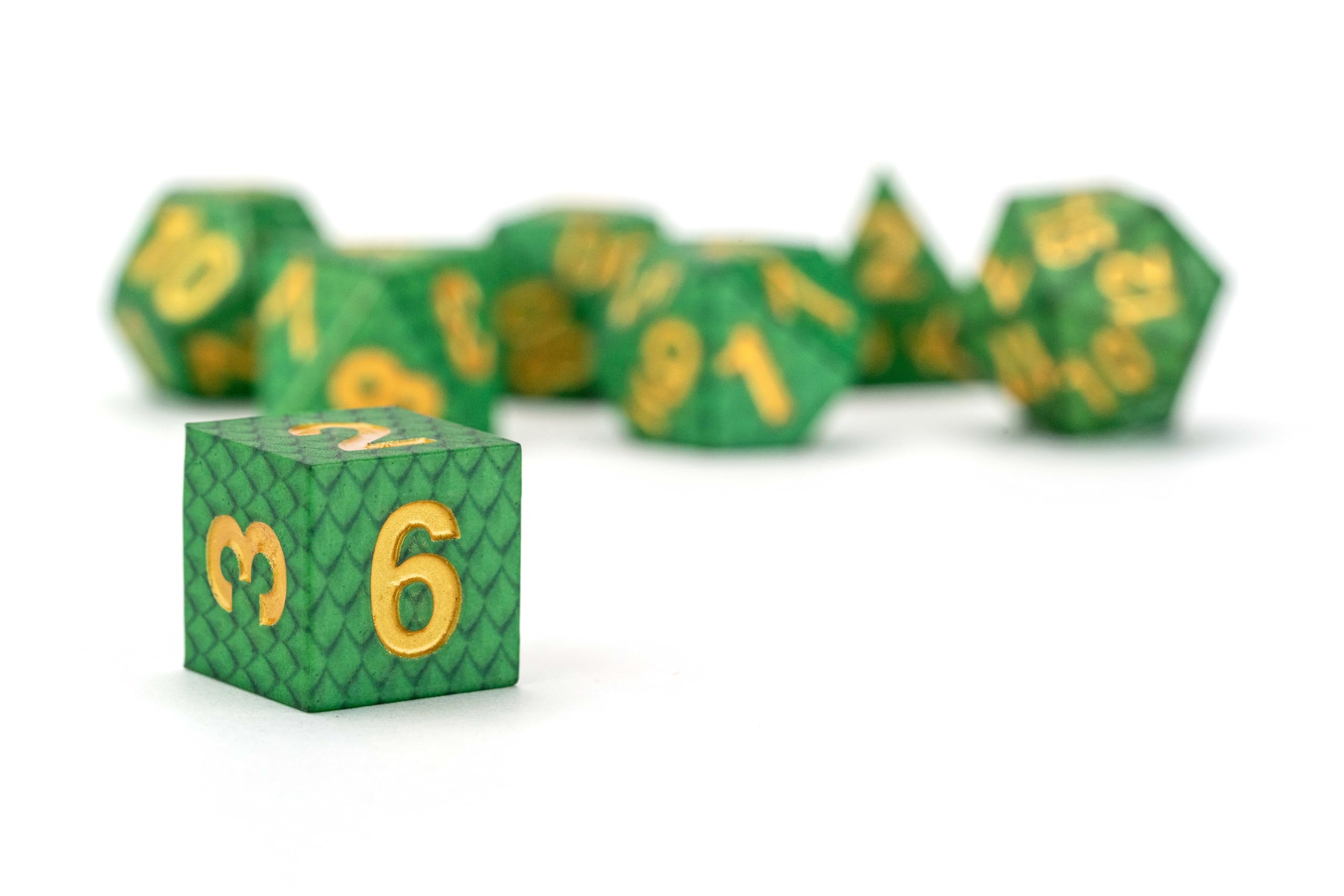 Metallic Dice Games Dragon Storm FanRoll Silicone Dice Set: Green Dragon Scales