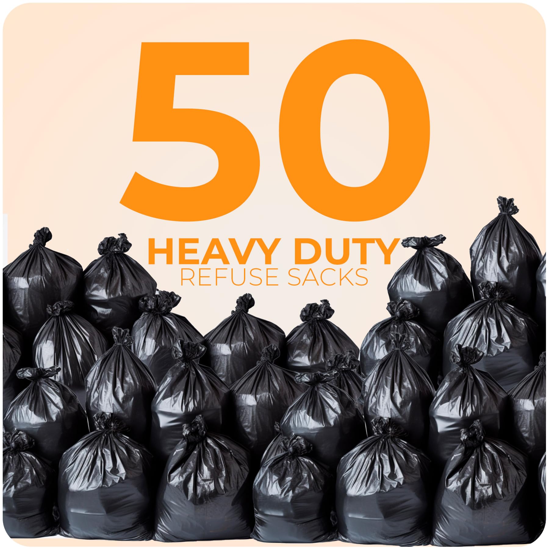 Roe Tenpo Heavy Duty Bin Liners - 50 Pack, 70L Capacity, 30 Micron Thick Plastic 9