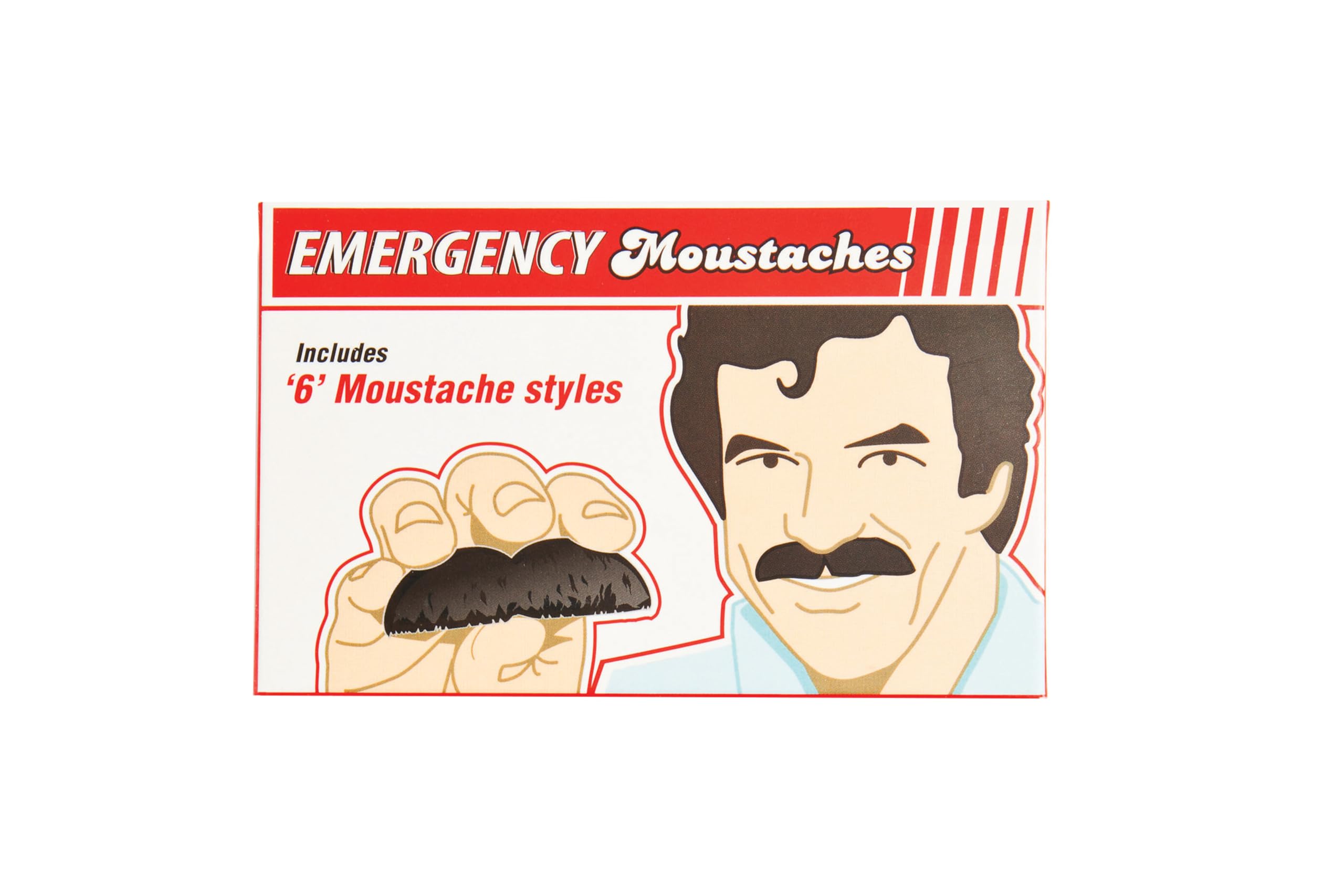 Spinning Hat Emergency Moustaches Set – Black/Brown/Grey, 6 Styles