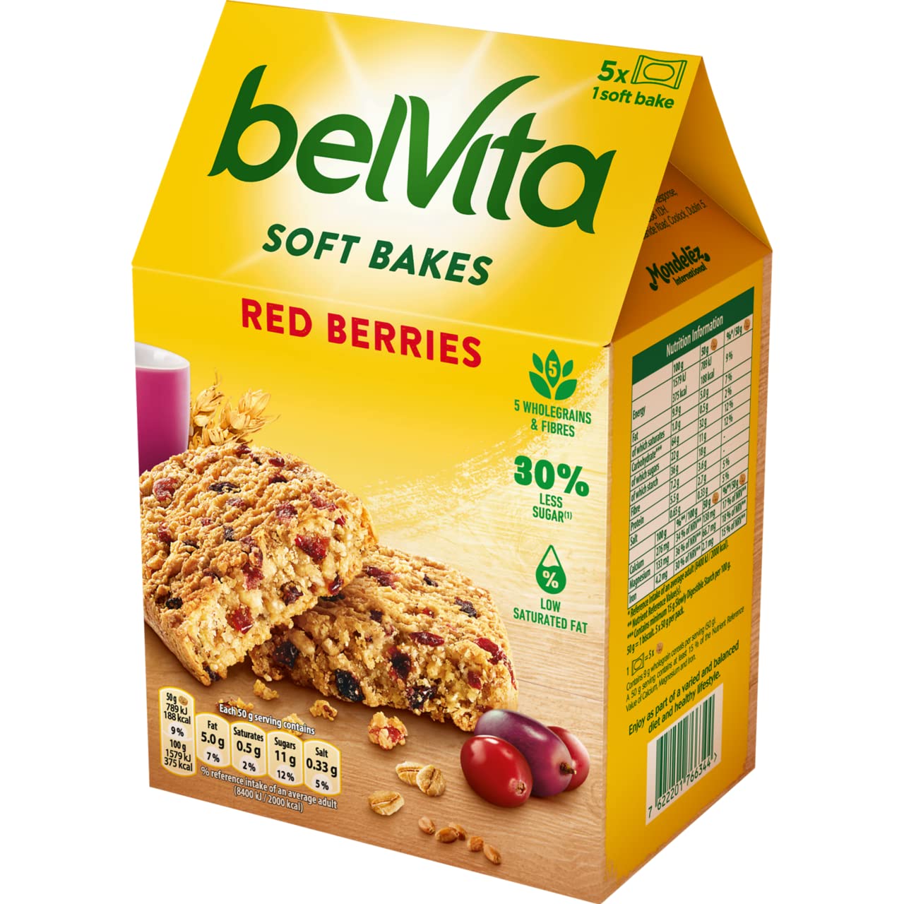 Belvita Breakfast Biscuits Soft Bakes Red Berries - 5 Whole Grains, 250g Pack 7