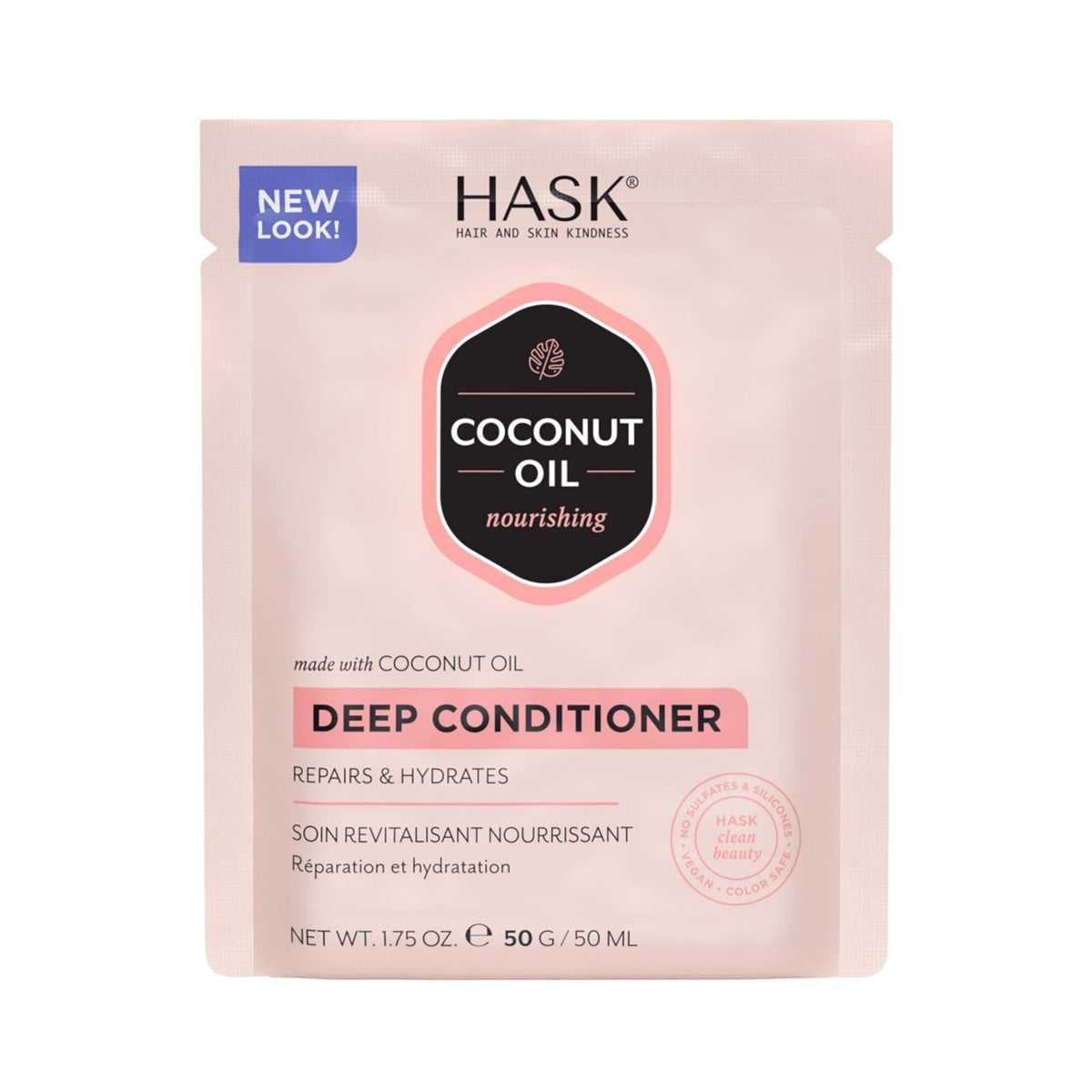 HASK Coconut Monoi Deep Conditioner Hair Mask - Nourishing, Color Safe, Cruelty-Free | 50g Packette