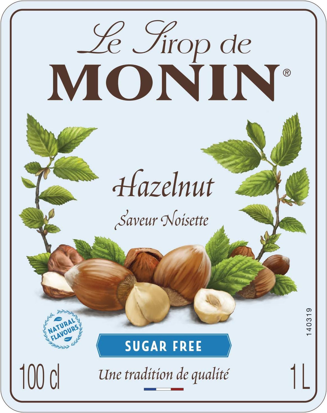 MONIN Hazelnut Sugar Free Syrup 1L