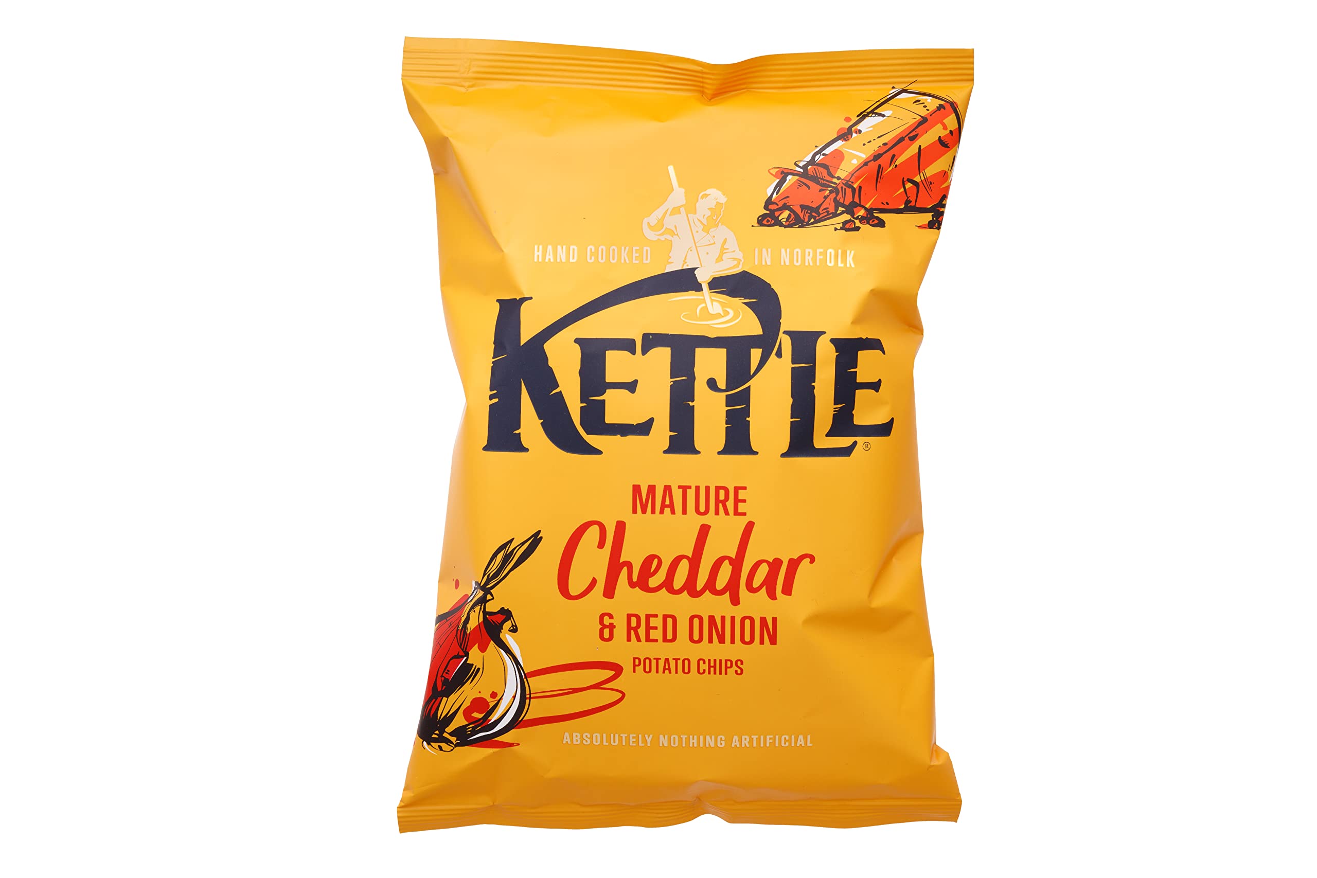 Kettle Mature Cheddar & Red Onion Chips - Hand Cooked | Gluten-Free | 130g Single Bag 1