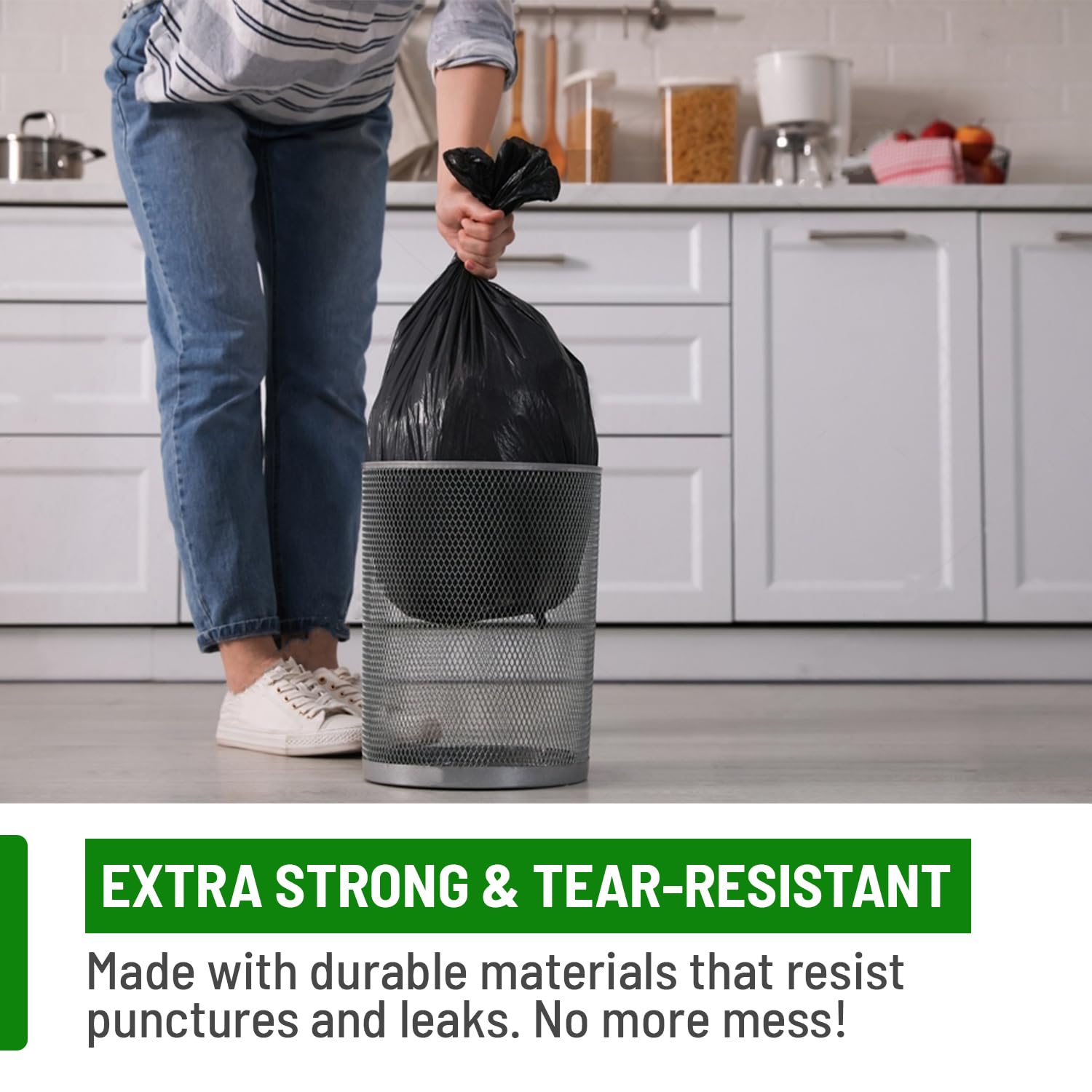 Delka Heavy Duty Black Bin Bags – 30 Micron Extra Strong Leak-Proof 75L Garbage Liners – 25 Pack 5