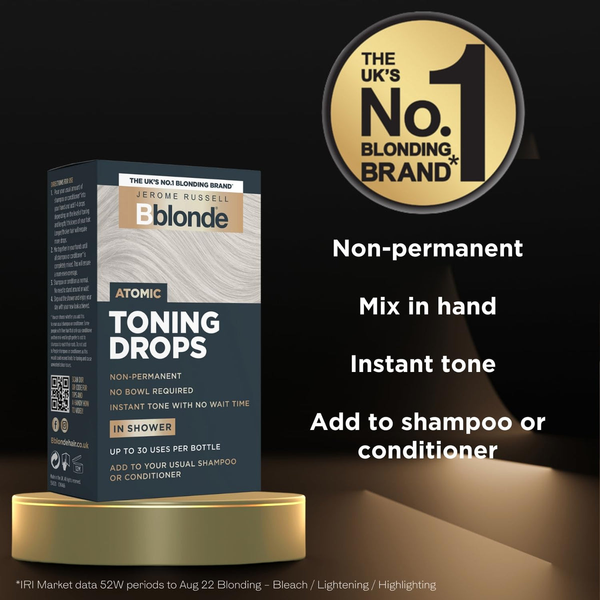 Jerome Russell Bblonde Platinum Toning Drops - Neutralise Yellow Tones | 50 ml | Vegan