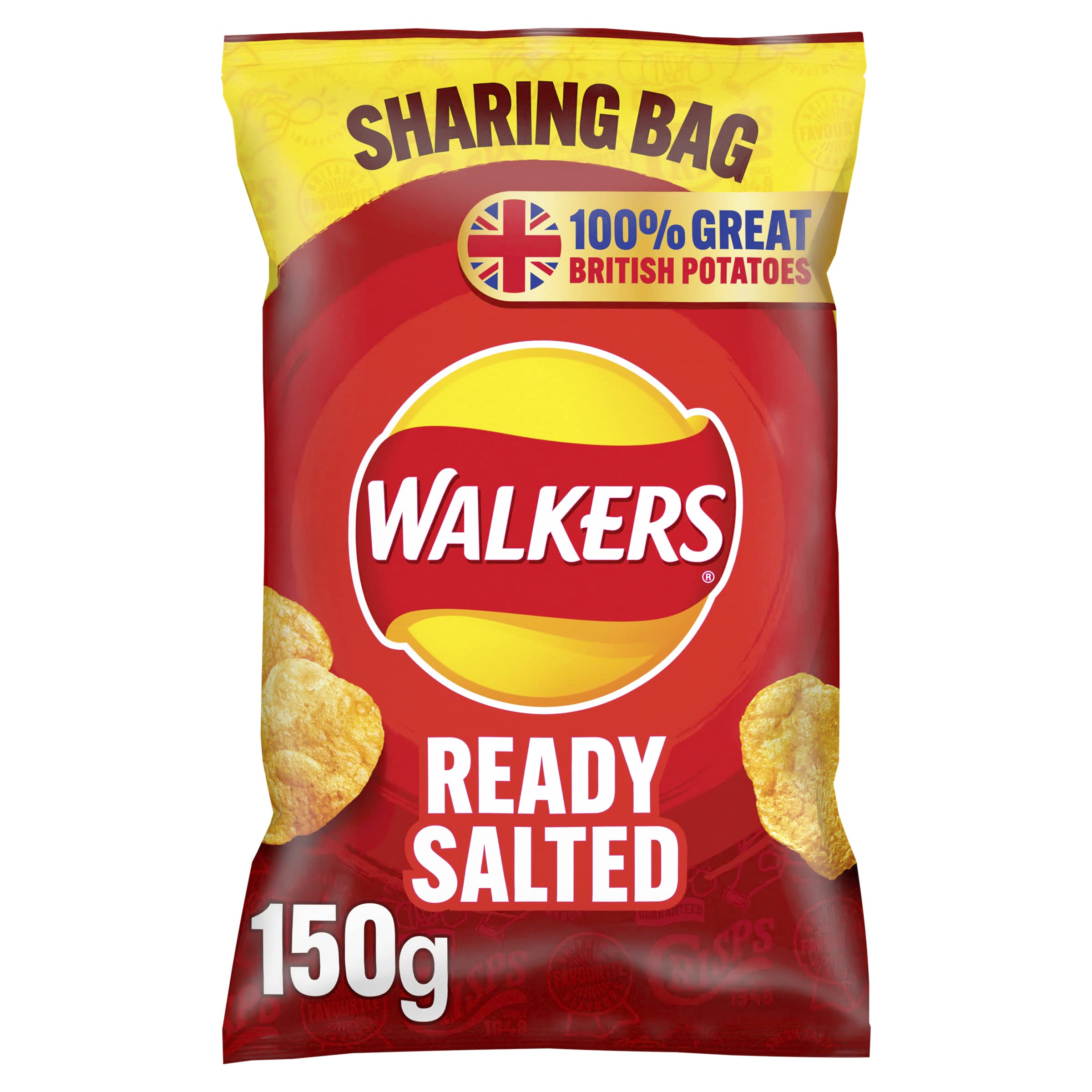 Walkers Ready Salted Crisps - 150g Sharing Bag | Made with 100% Great British Potatoes 1