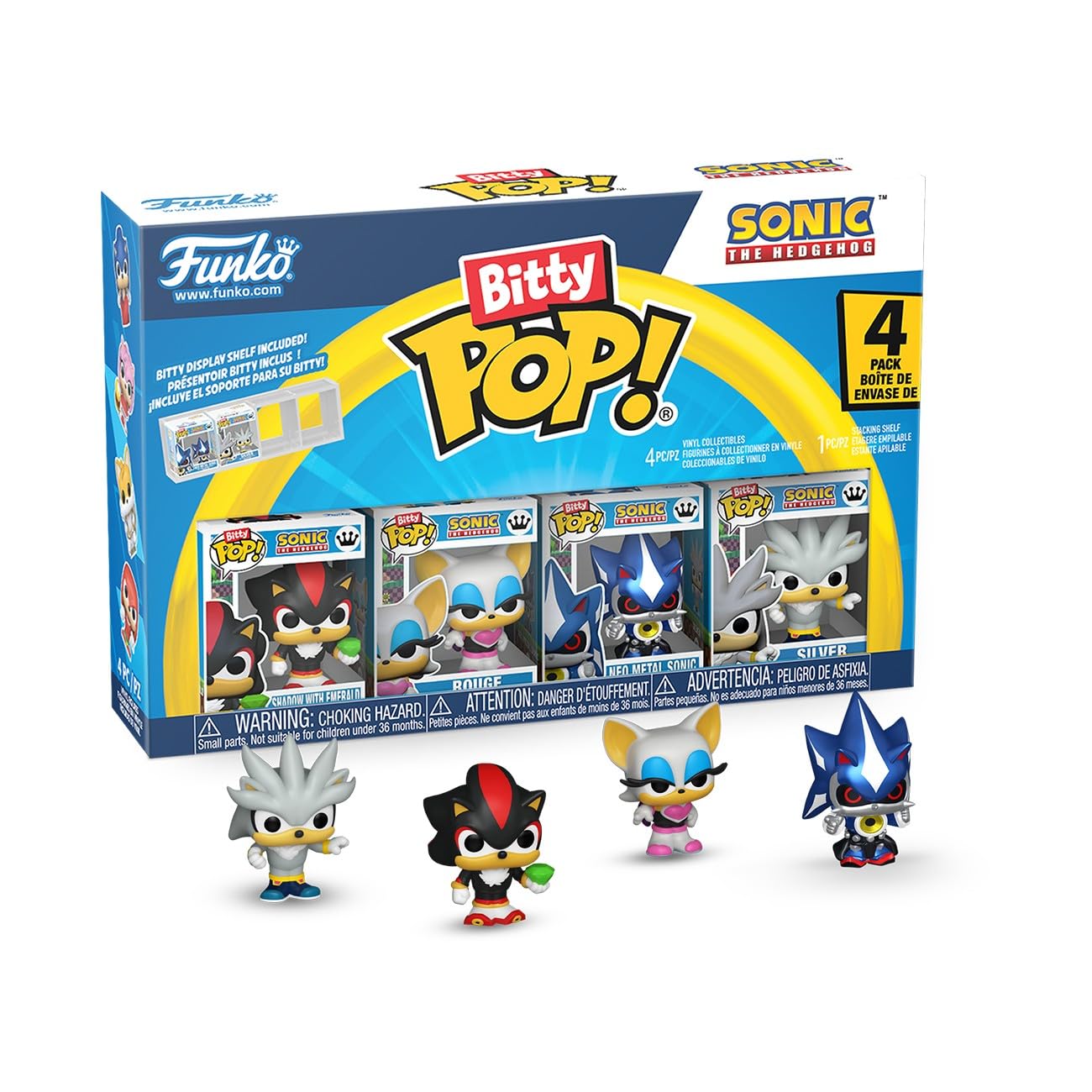 Funko Bitty POP! Sonic The Hedgehog 4-Pack: Shadow, Rouge, Neo Metal Sonic & Silver