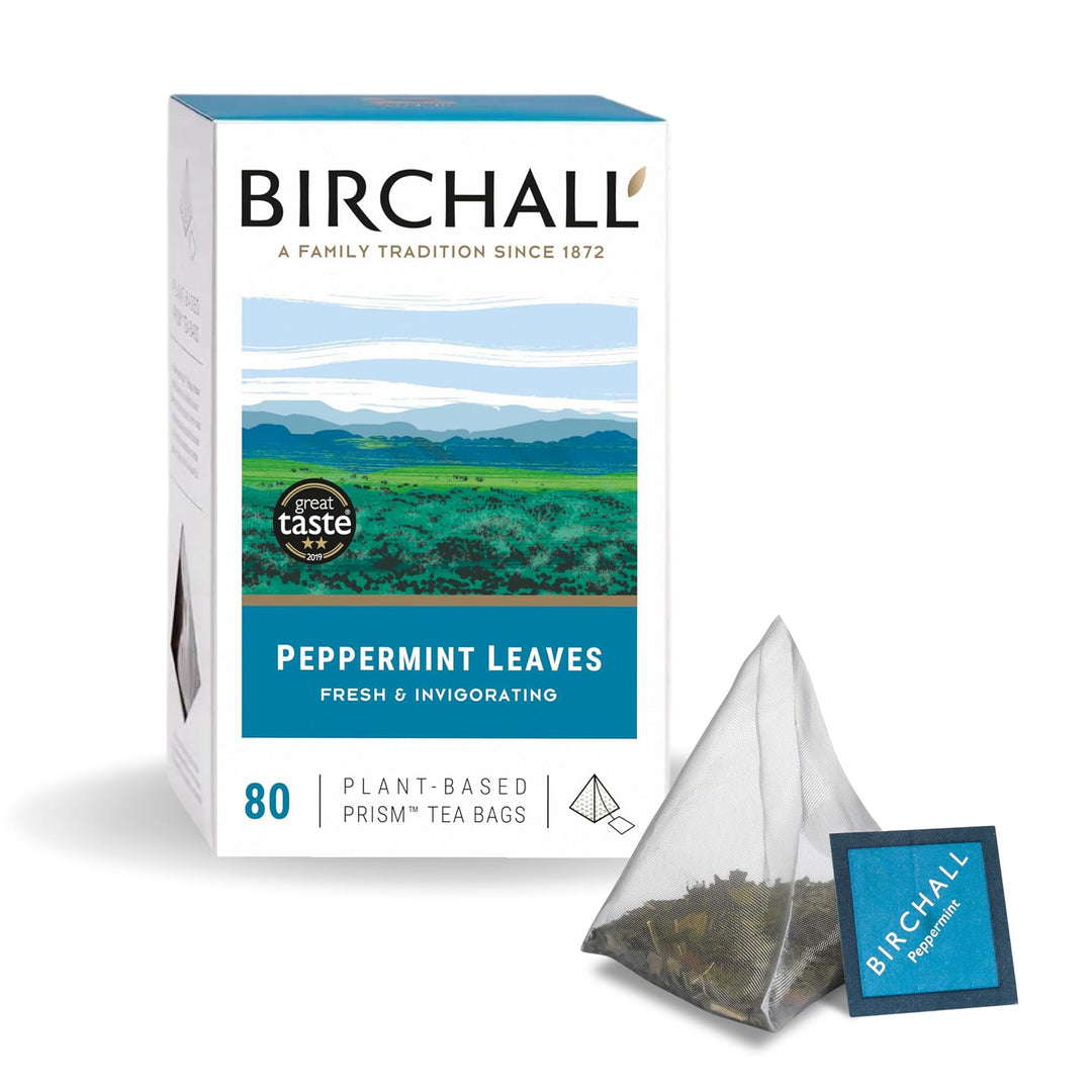 Birchall Peppermint Tea Gift Set - Caffeine Free Herbal Tea with 80 Plant-Based Tea Bags