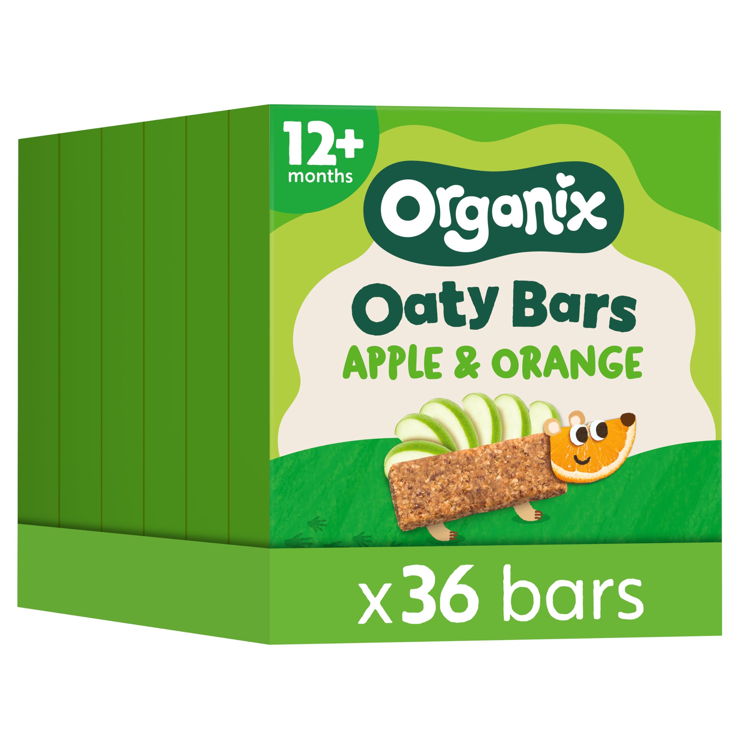 Organix Apple & Orange Oaty Snack Bars - 6 Boxes of 6 x 23g Bars | High Fibre | Organic 1