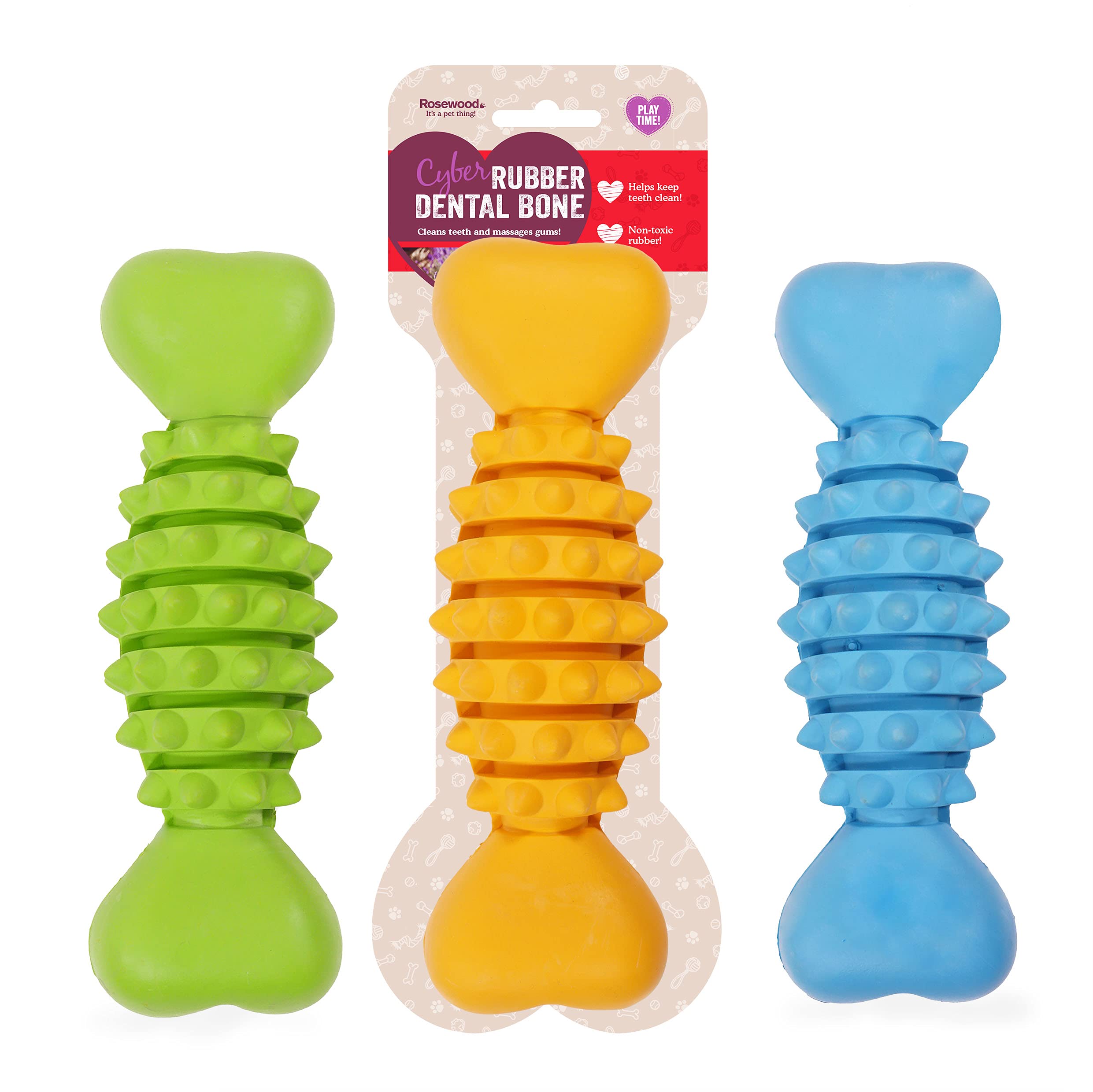 Rosewood Tough Chew Resistant Bone Dog Toy - Medium, Assorted Colours 1