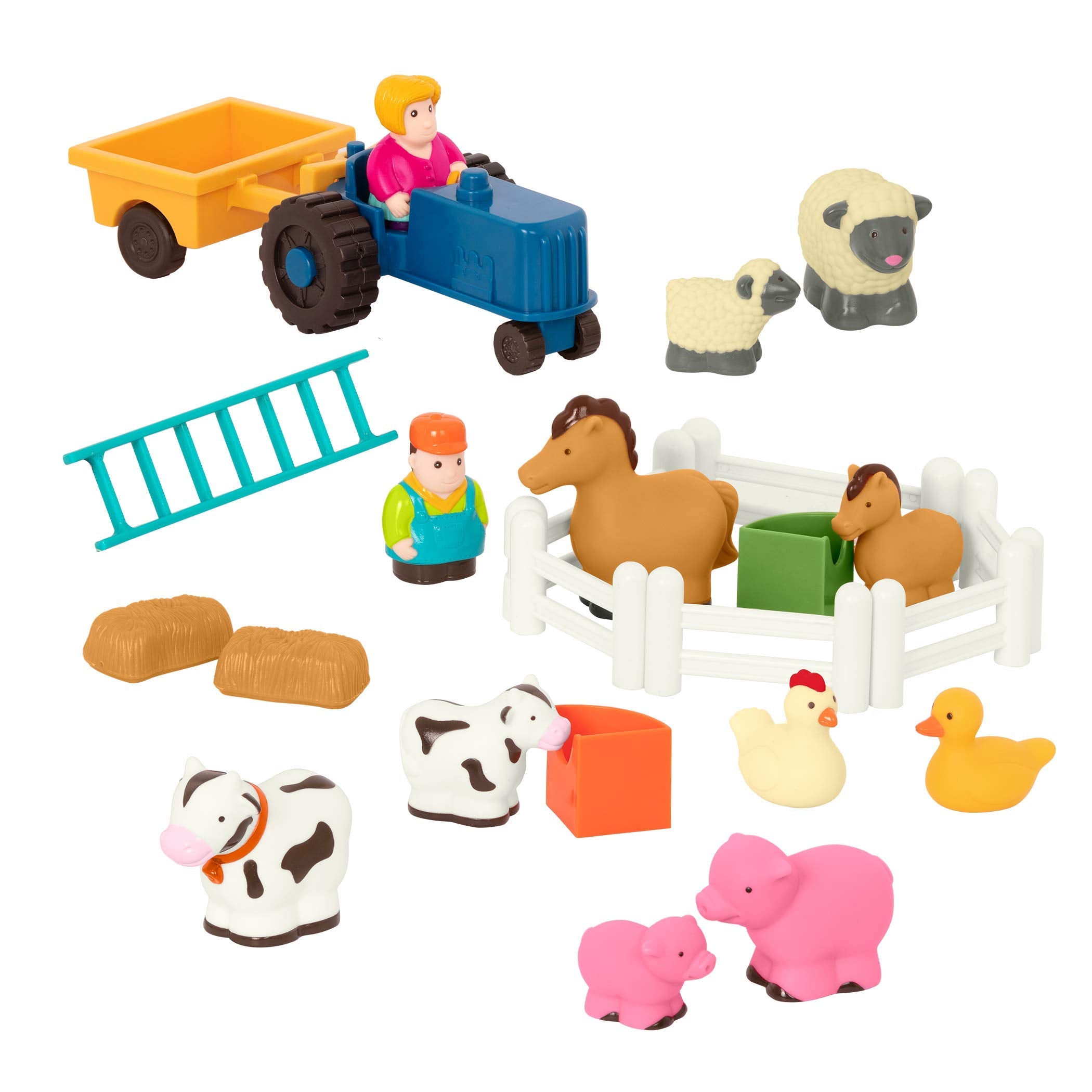 Battat Farm Animal Play Set - 25-Piece Farm Playset with Tractor, Animals & Fences 1