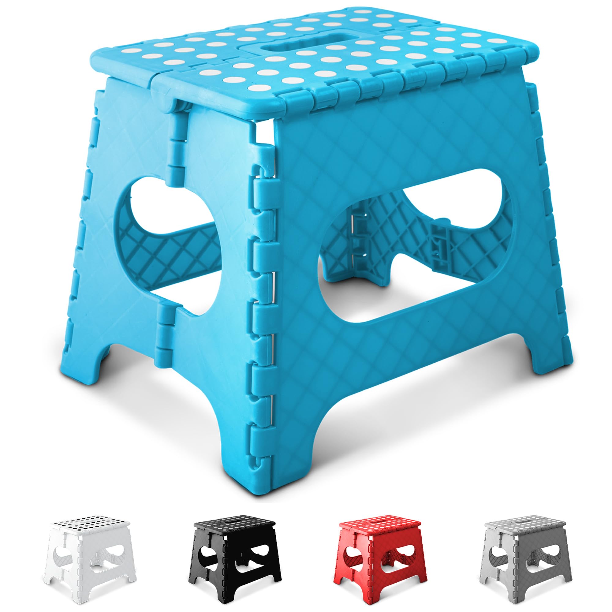 KEPLIN 11 Inch Heavy Duty Folding Step Stool | 150kg Capacity | Blue Plastic 1