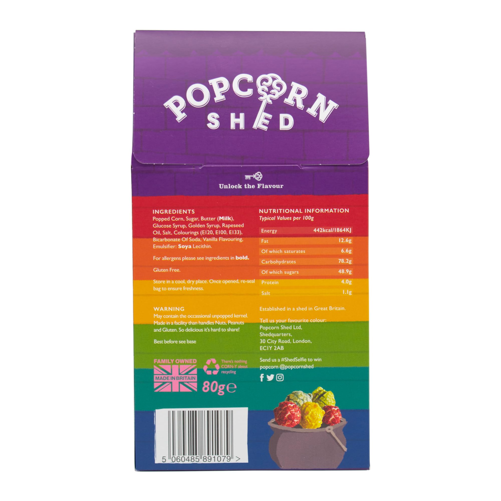 Popcorn Shed Rainbow Shed Gourmet Popcorn (1 x 80g) - Multicoloured Vanilla Caramel Snack 4