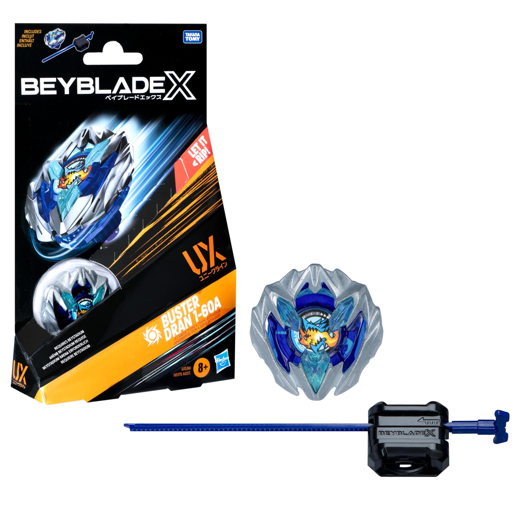 Beyblade Buster Dran 1-60A UX Starter Pack Top and Launcher | Right-Spin Attack Type 1