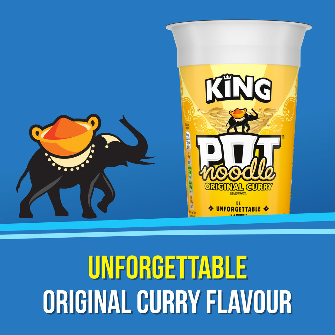 Pot Noodle King Size Original Curry Instant Vegetarian Noodle Snack 114g