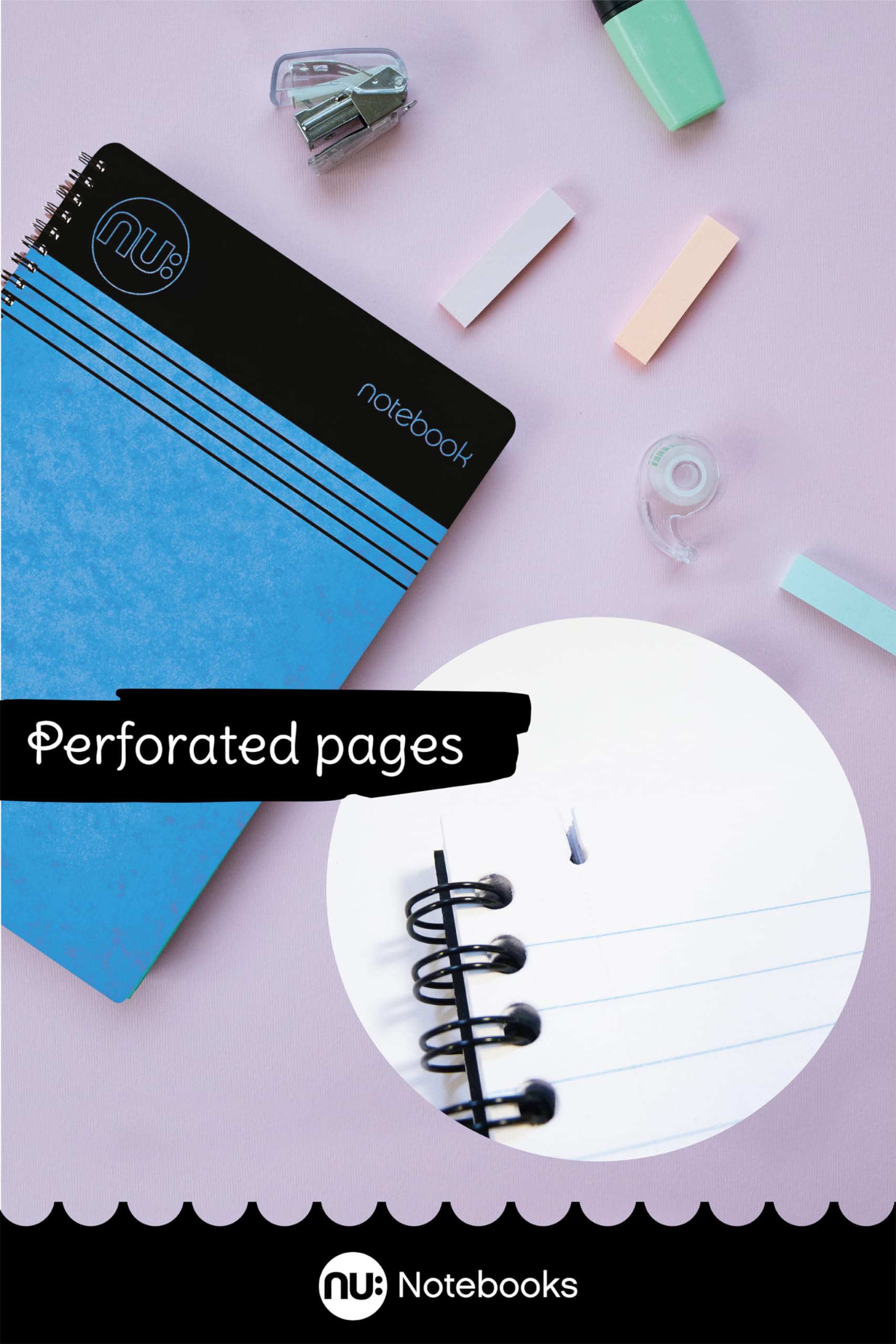 nu: Craze Cloud A5 Wirebound Notebook - Blue, Ruled, 80gsm FSC Paper, 3 Pack 6