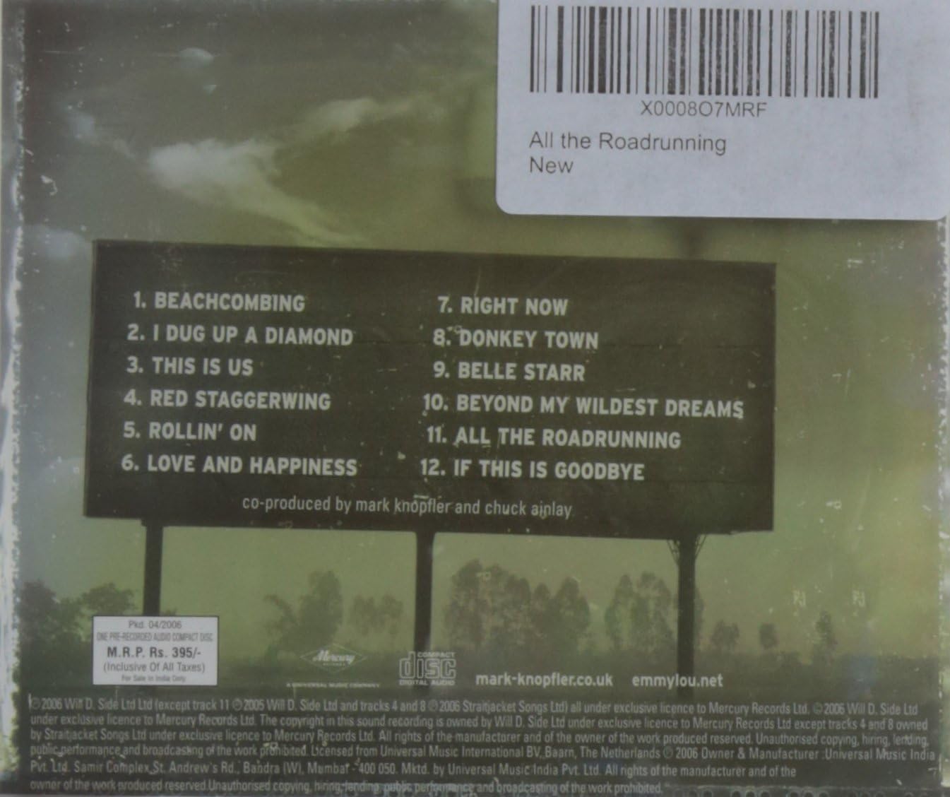 Mark Knopfler & Emmylou Harris - All The Roadrunning [Audio CD]