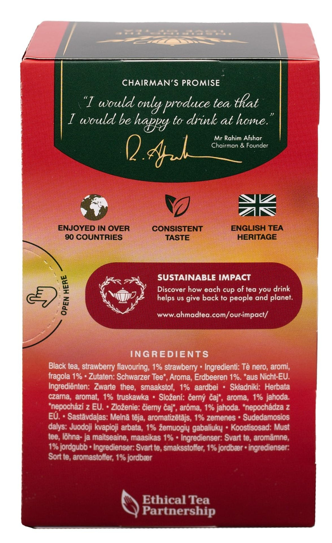 Ahmad Tea Strawberry Sensation - Fruit-Flavoured Black Tea (20 Teabags)