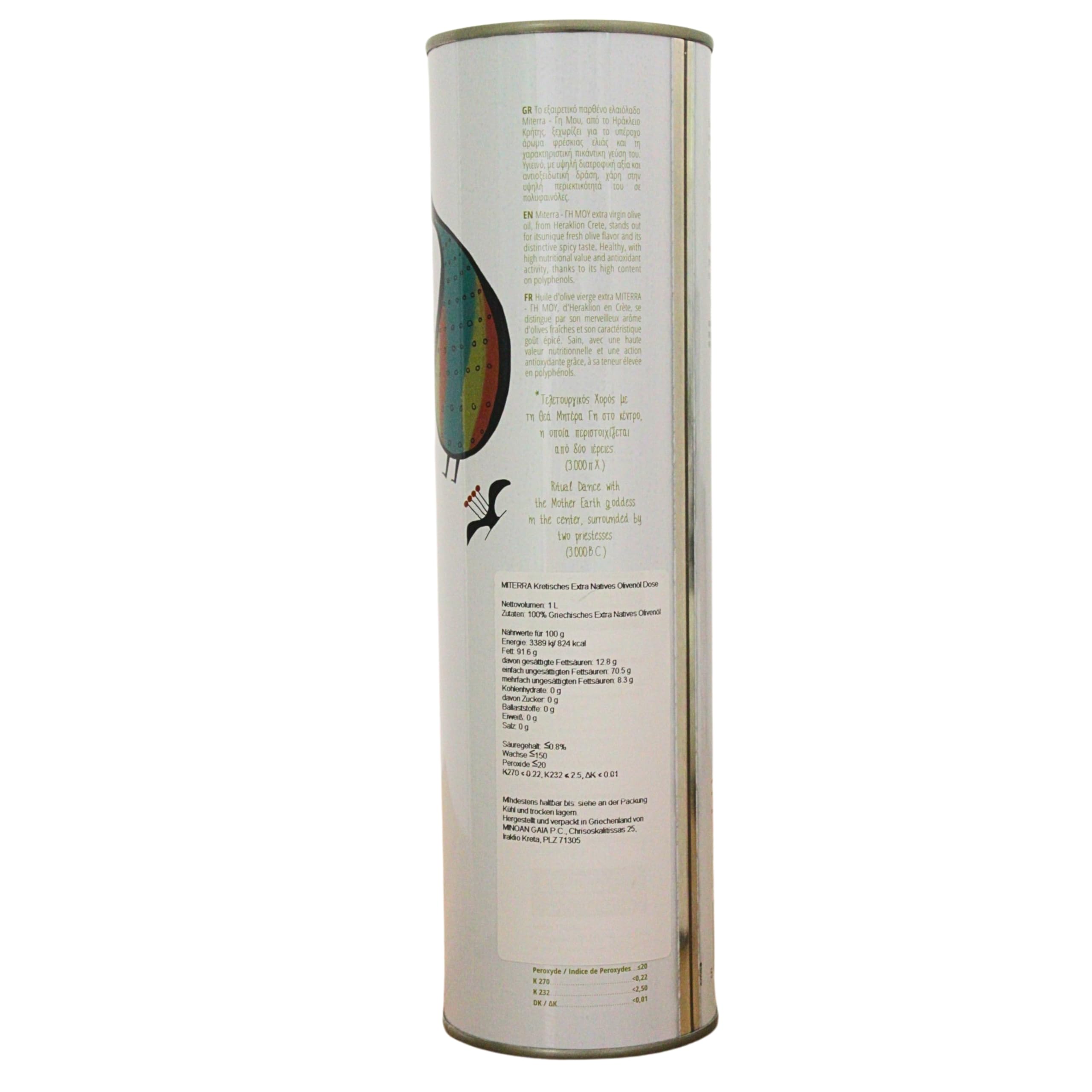 MITERRA Cretan Extra Virgin Olive Oil - Cold-Pressed Koroneiki | 1 Litre Tin 2