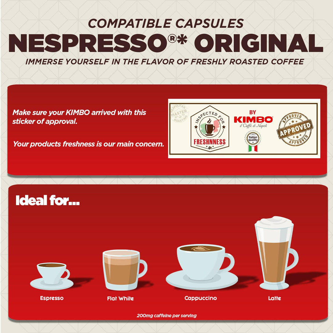 Kimbo Espresso Barista Ristretto Coffee Capsules (10 Aluminium Pods) | Nespresso Compatible | Dark Roast Italian Coffee