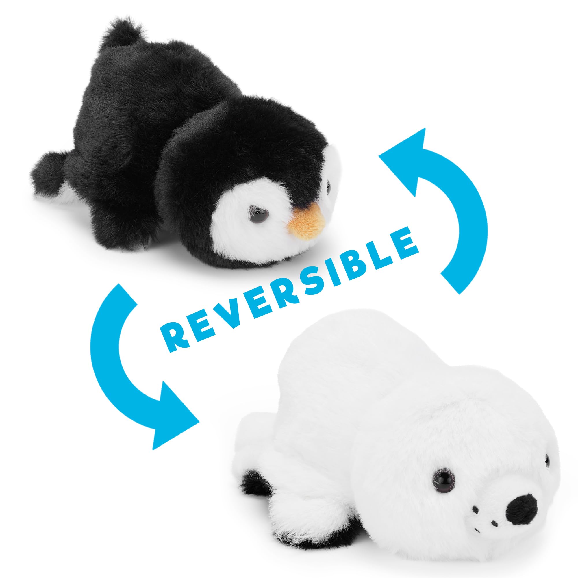 Zappi Co 15cm Reversible Seal to Penguin 2-in-1 Arctic Animal Plush Toy