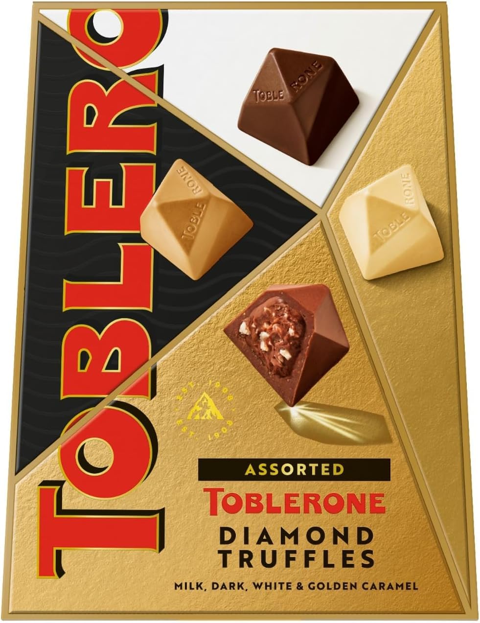 Toblerone Assorted Diamond Chocolate Truffles - Milk, Dark & Golden Caramel Praline, 180g 5