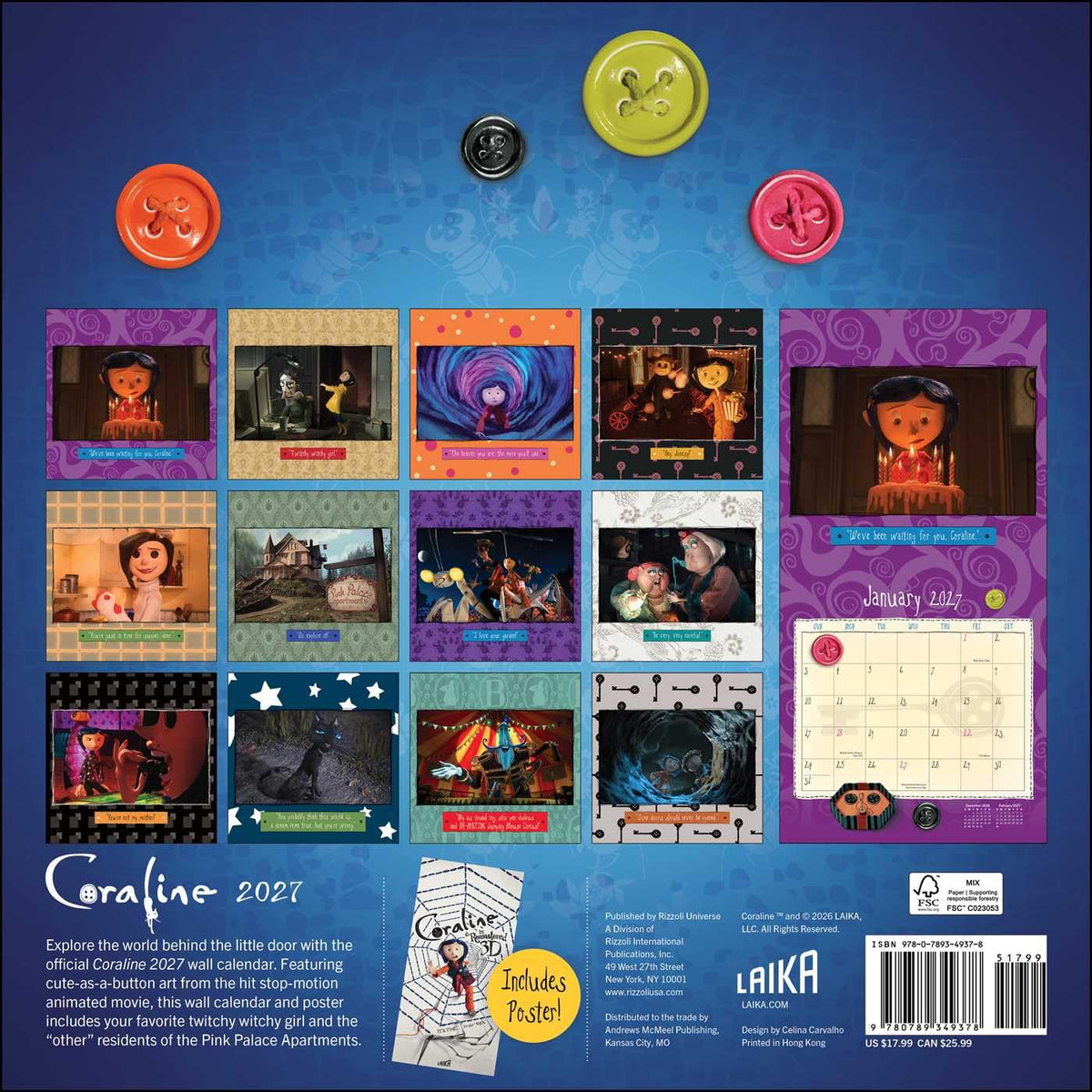 Coraline - 2027 Wall Calendar with Full-Color Poster