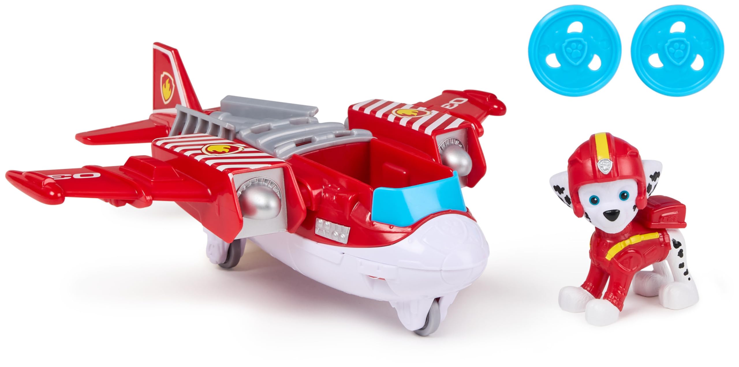 Paw Patrol Air Rescue Marshall Action Figure & Hero Hydro Plane Toy - Fire Rescue Vehicle with Water Disk Launcher 1