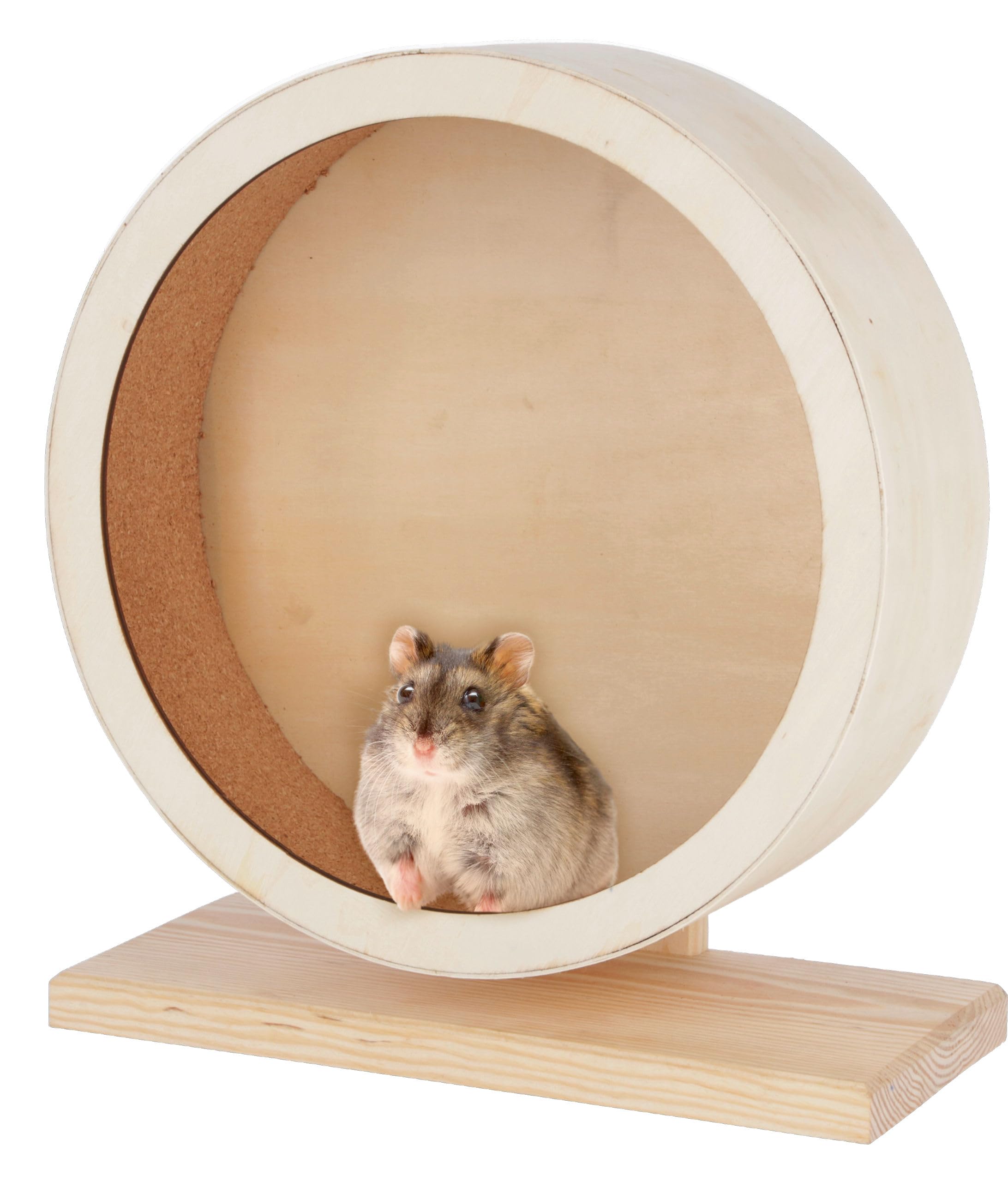 Kerbl Pet Wood Hamster Wheel - Ø 29cm Natural Exercise with Cork Tread | Stable & Quiet 2