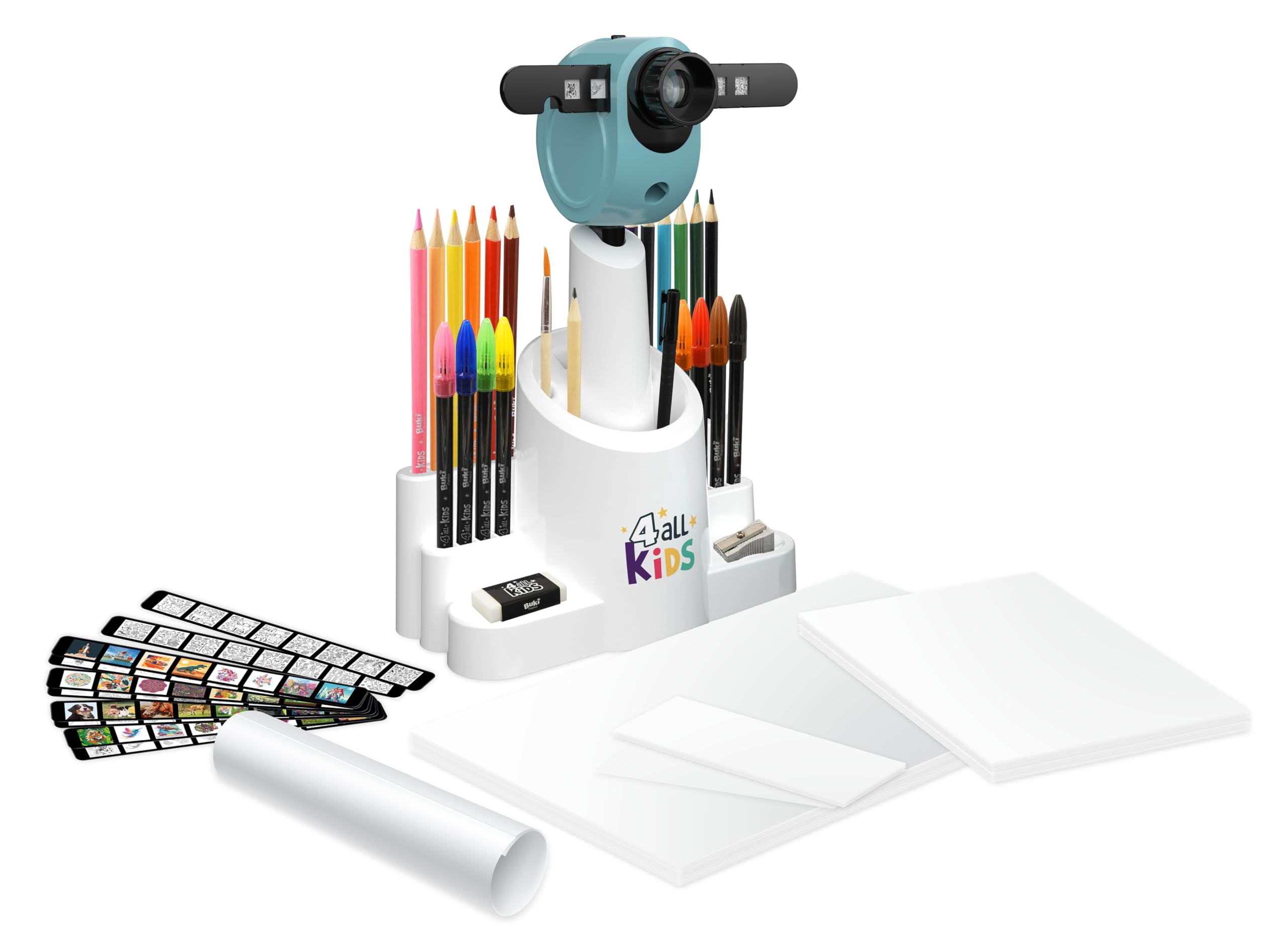 Buki France Drawing Projector - Adjustable Height & Focus, Includes 30 Images & 200 Decorations, 12 Watercolour Pencils, 8 Markers 4