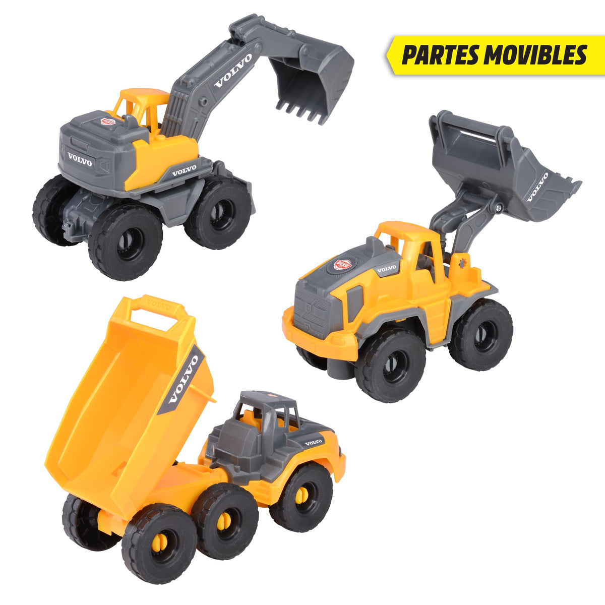 Dickie Toys Volvo Construction Vehicles - 3-Piece Excavator Set, 1:16 Scale, 3+