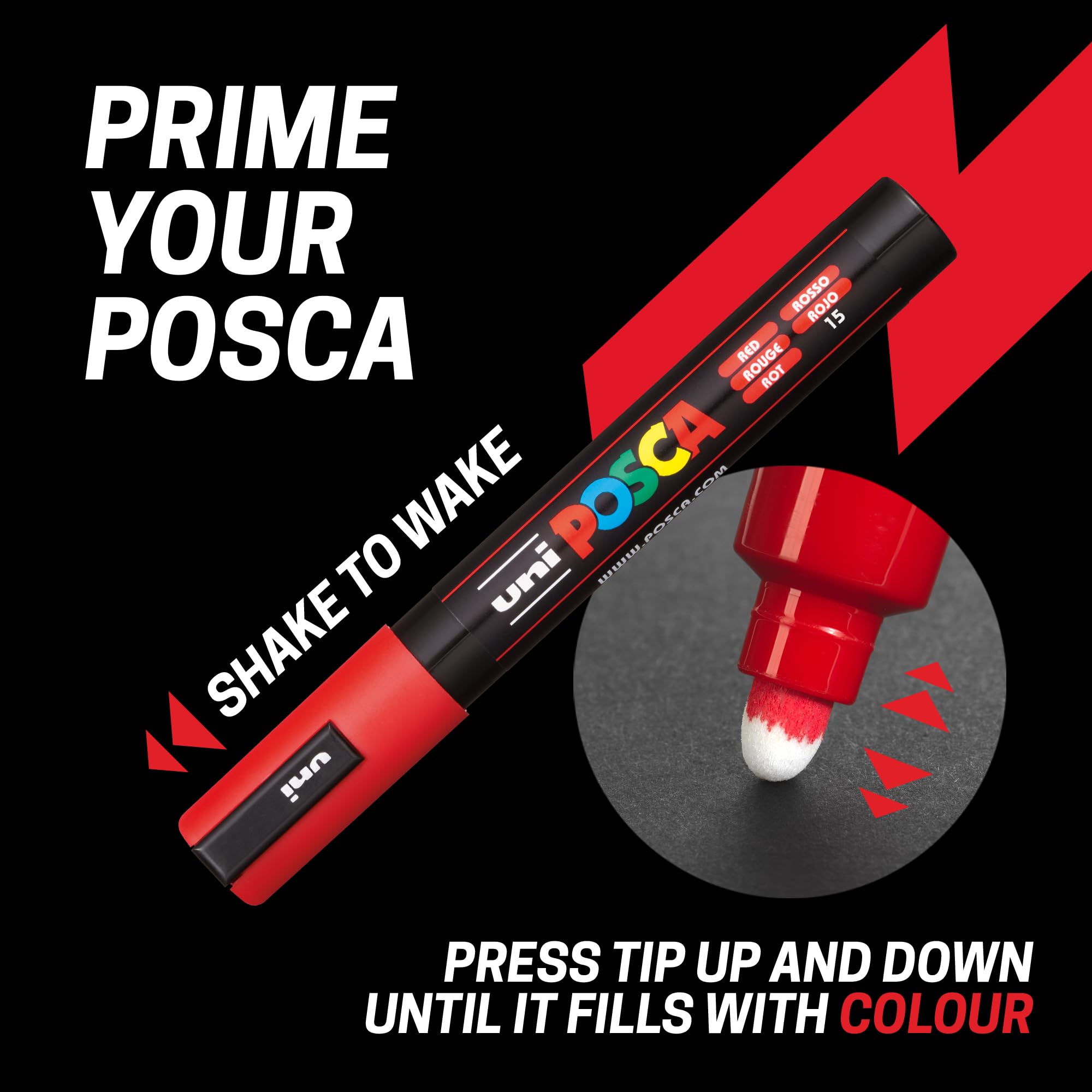 Posca PC-3M Fine Acrylic Paint Marker Pens - 8 Standard Colours | 0.9-1.3mm Tip 3