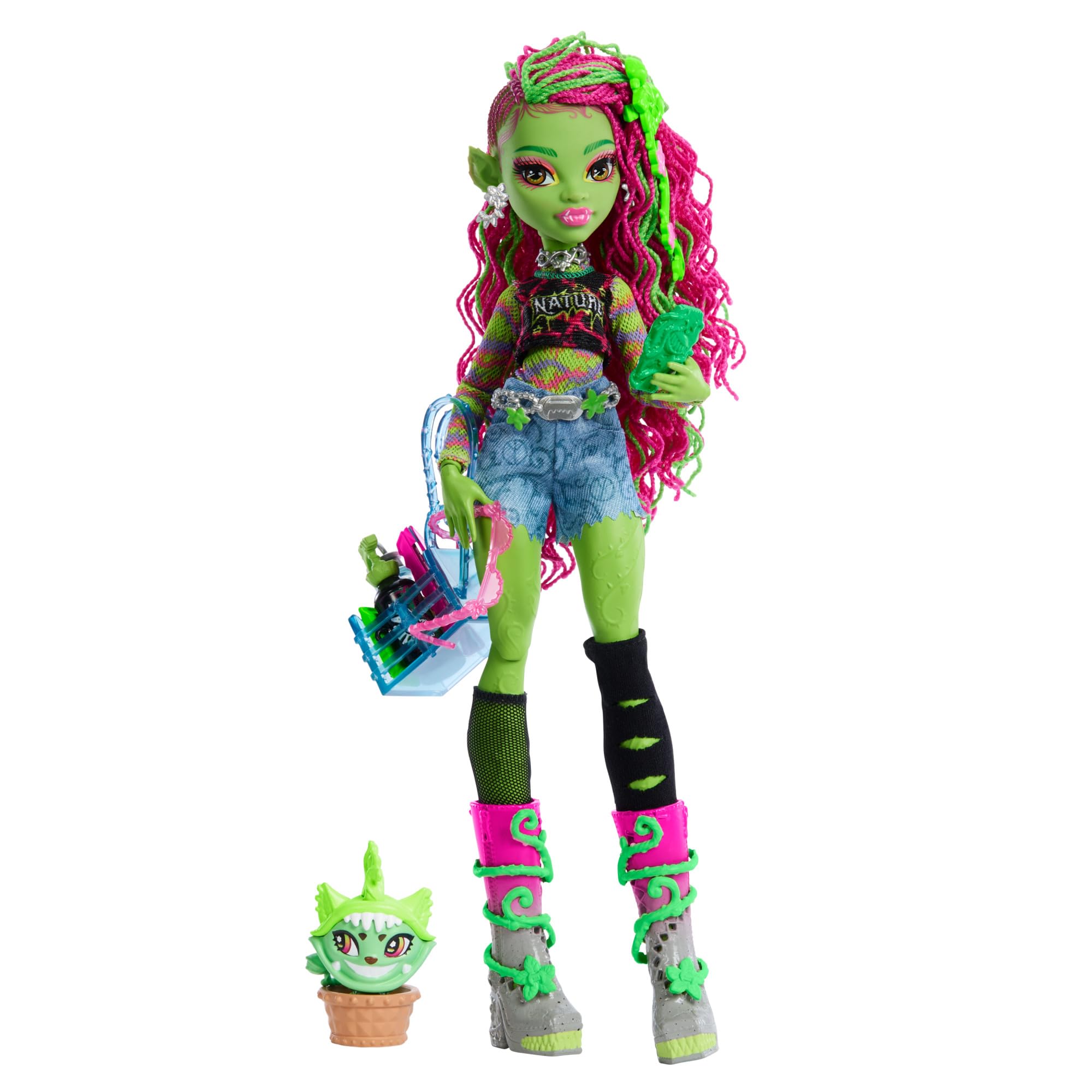 Monster High Venus McFlytrap Doll with Pet Cat Chewlian & Accessories HRP81