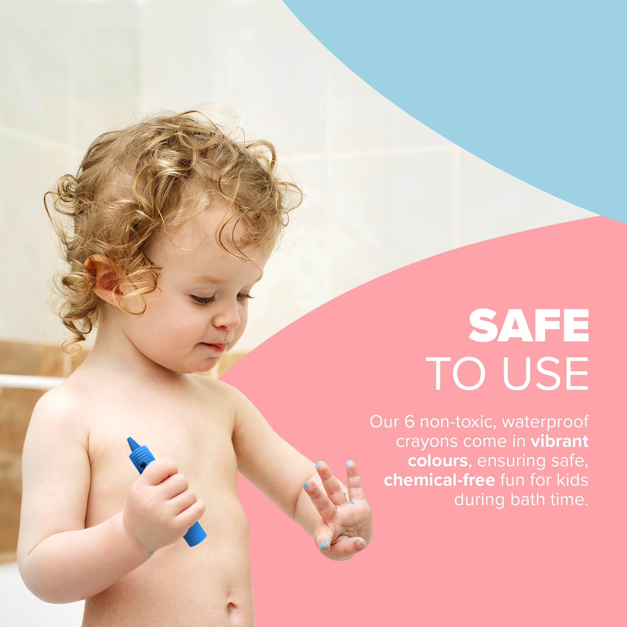 kidoola Baby Bath Crayons - 6 Pack Washable, Non-Toxic Crayon Pens for Toddlers 3+ 7