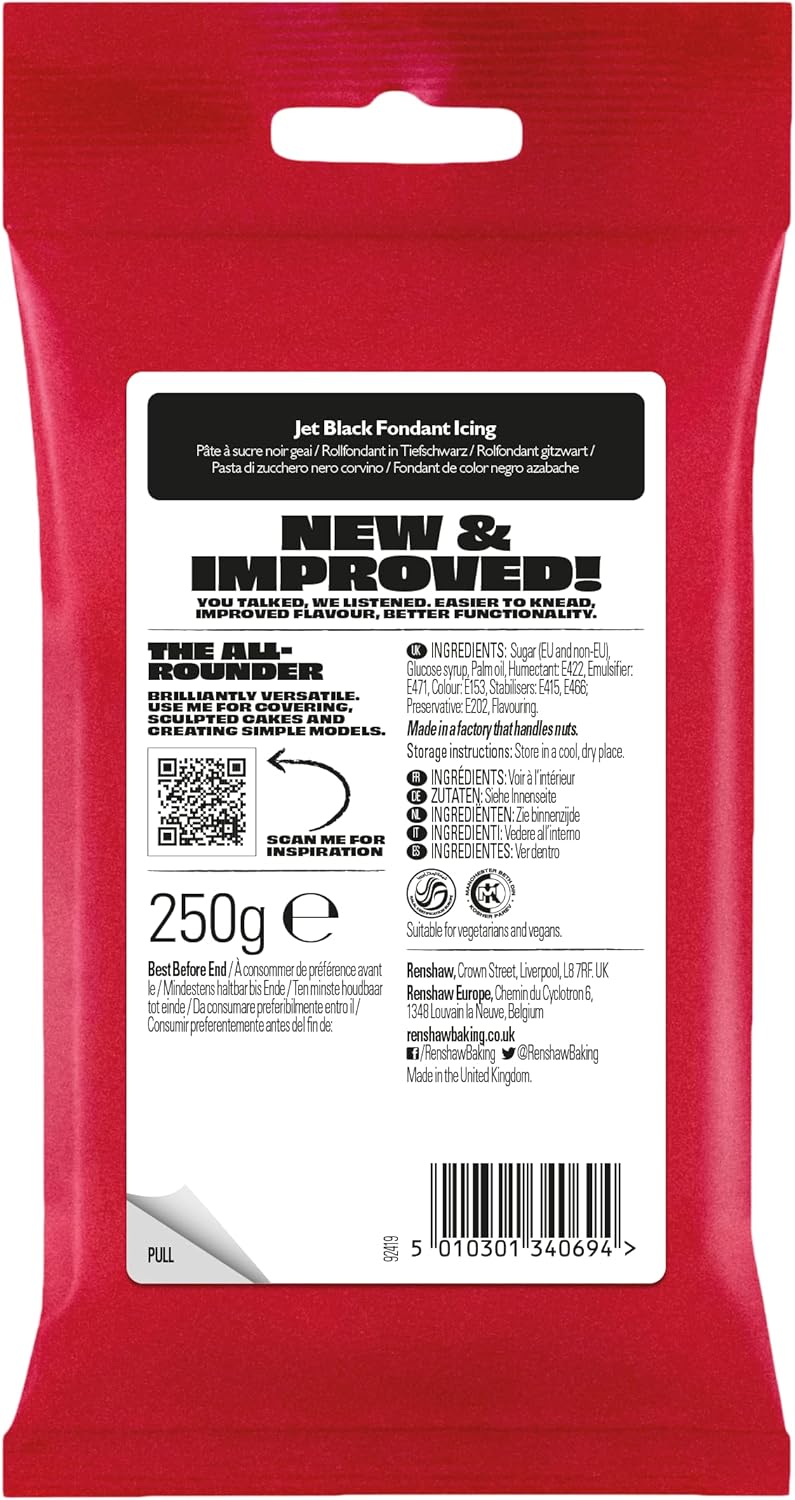 Renshaw Just Roll With It Fondant Icing - Jet Black, 250g