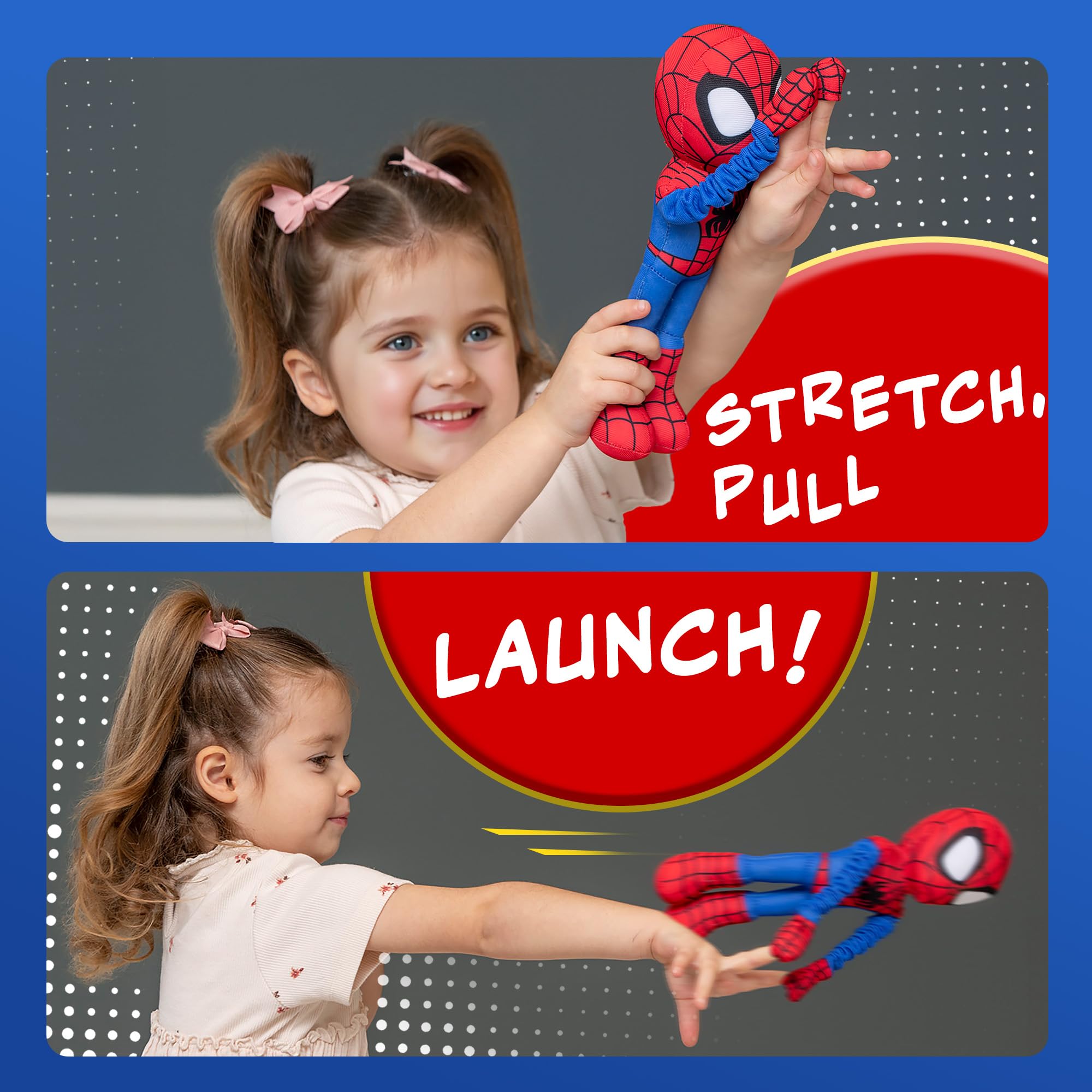 Marvel Spidey and His Amazing Friends Slingshot Plush Spider-Man Toy - Stretchable Arms for Web-Slinging Fun