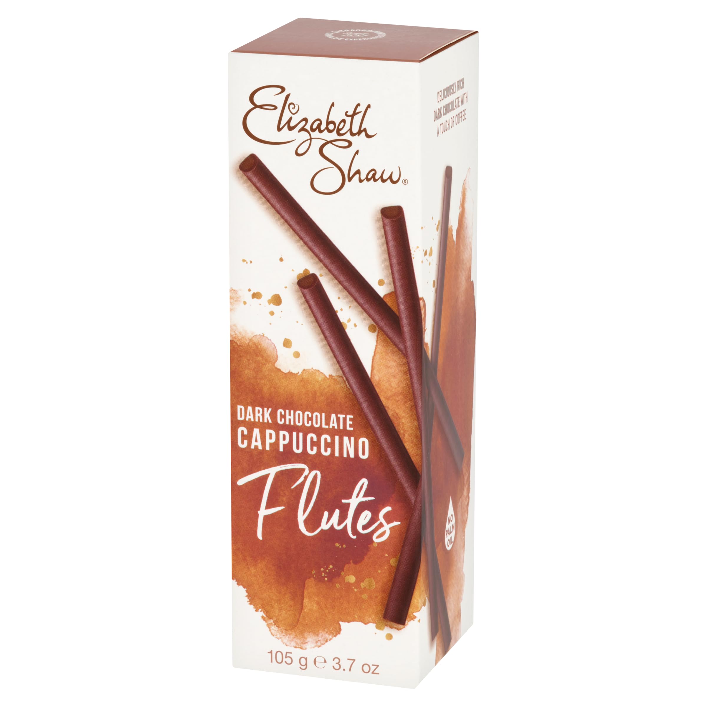 Elizabeth Shaw Dark Chocolate Cappuccino Flutes 105g – Rich Dark Chocolate with Coffee & Milk Chocolate Centre